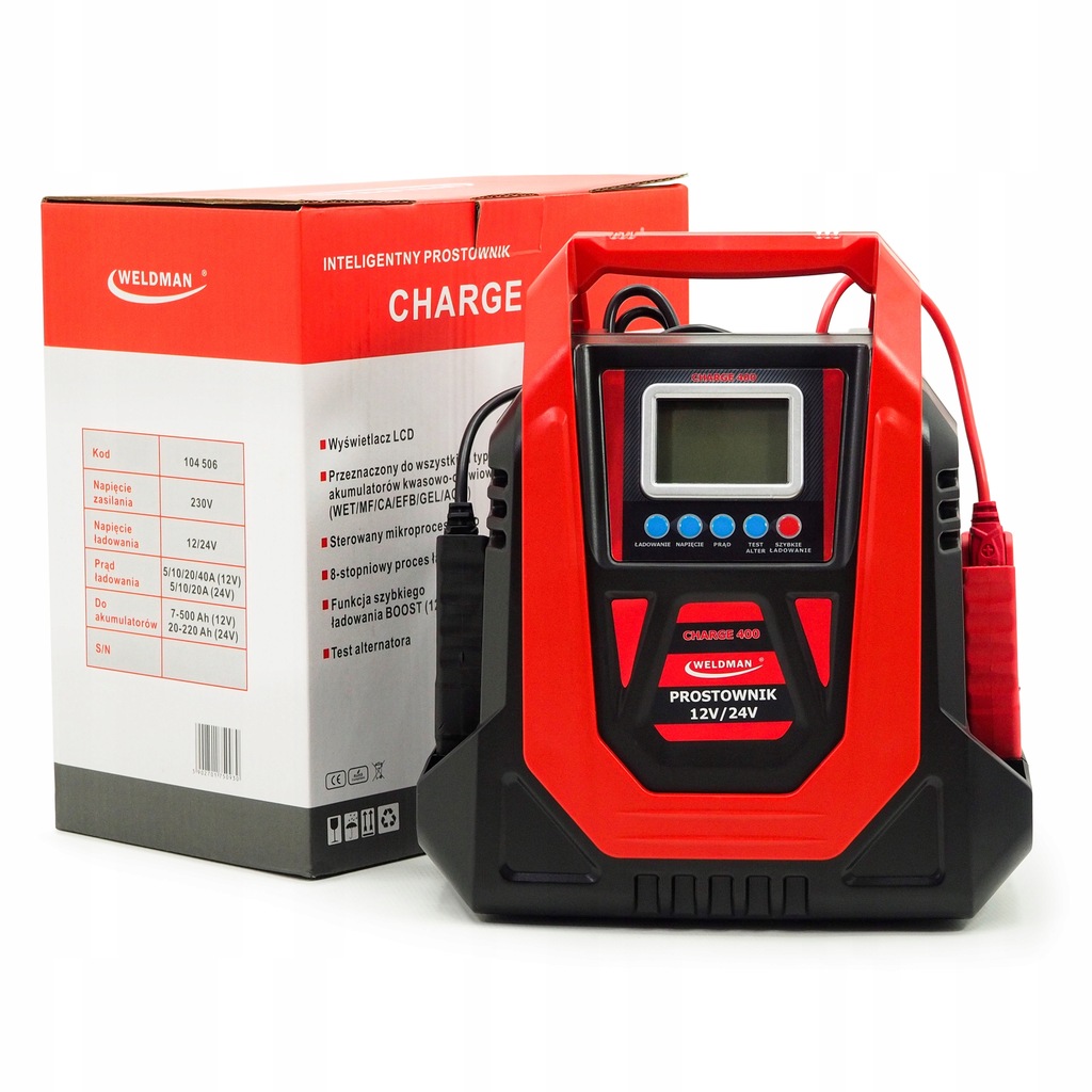 Prostownik automatyczny inteligentny z konserwacją CHARGE 400 12/24 WELDMAN