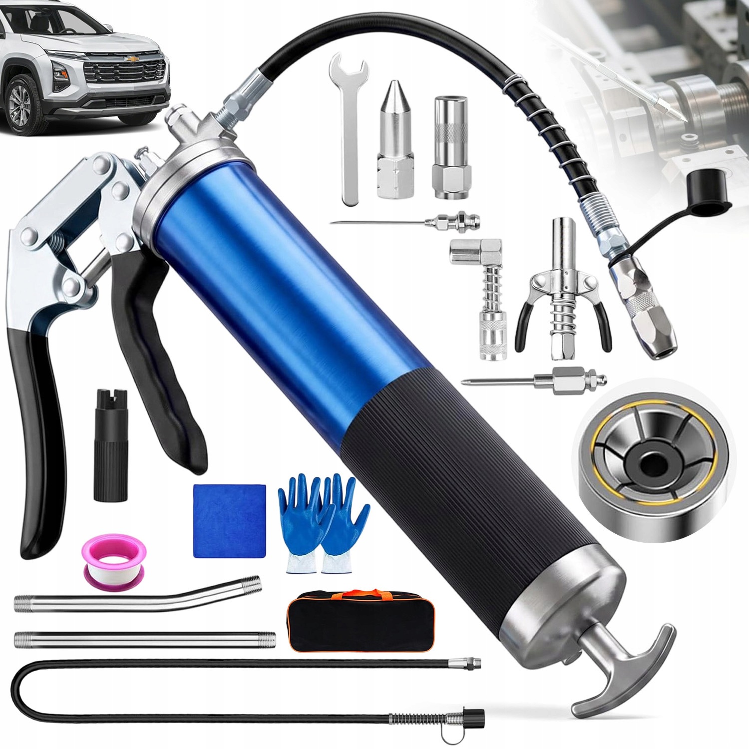 Ruční Vysokotlaká Mazací Pistole Sada Hadicová Taška Pro Hobby Mechanika