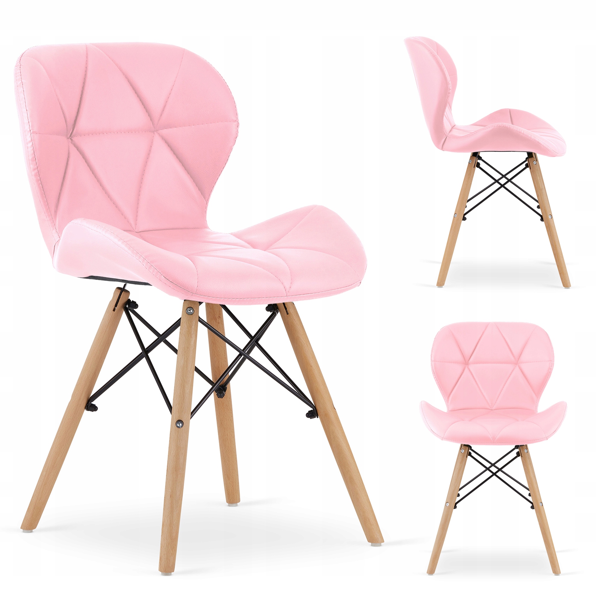 Krzesło Tapicerowane Ekoskóra Do Salonu Kuchni Jadalni Dsw Elva Różowe