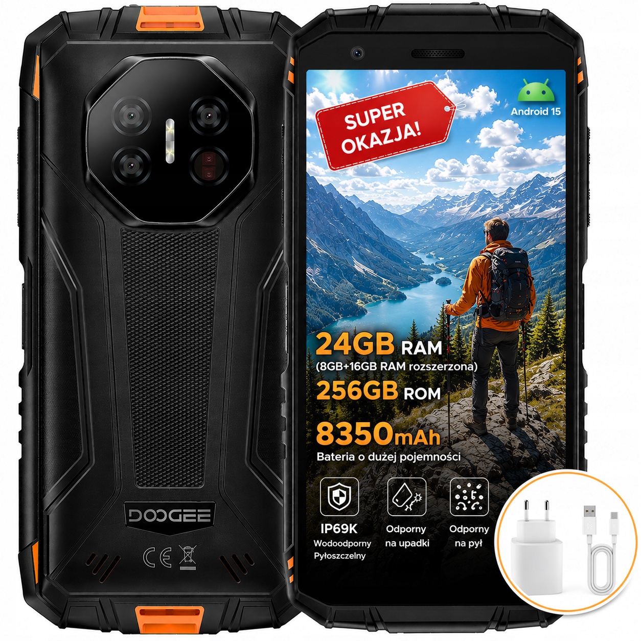 Doogee Odolný Smartfón Fire3Ultra 8350 mAh 24+256 Gb IP69K/4G/VODEODOLNÝ