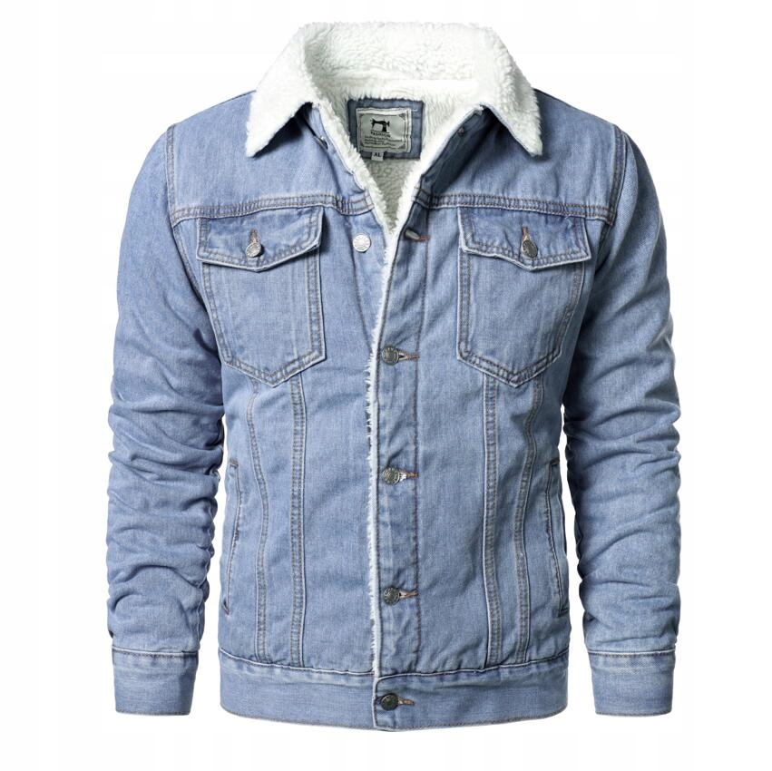 

4XL Modna Kurtka Jeans Ocieplana Dżins Kożuszek