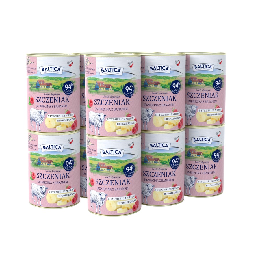 Levně Baltica Chutě regionů Jehněčí s banánem 12x400g pro štěňata