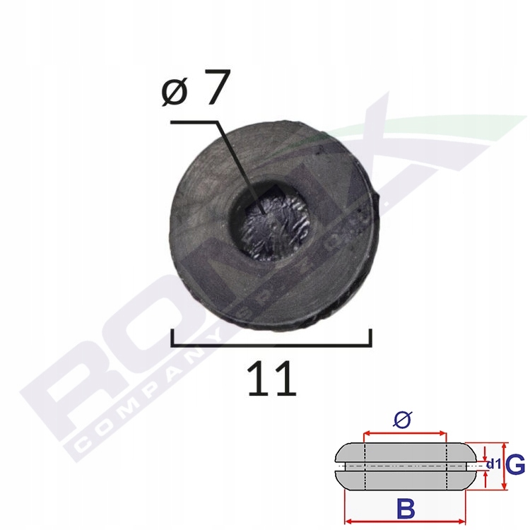 

Przelotka gumowa zamknięta 11x7x5 mm x10szt