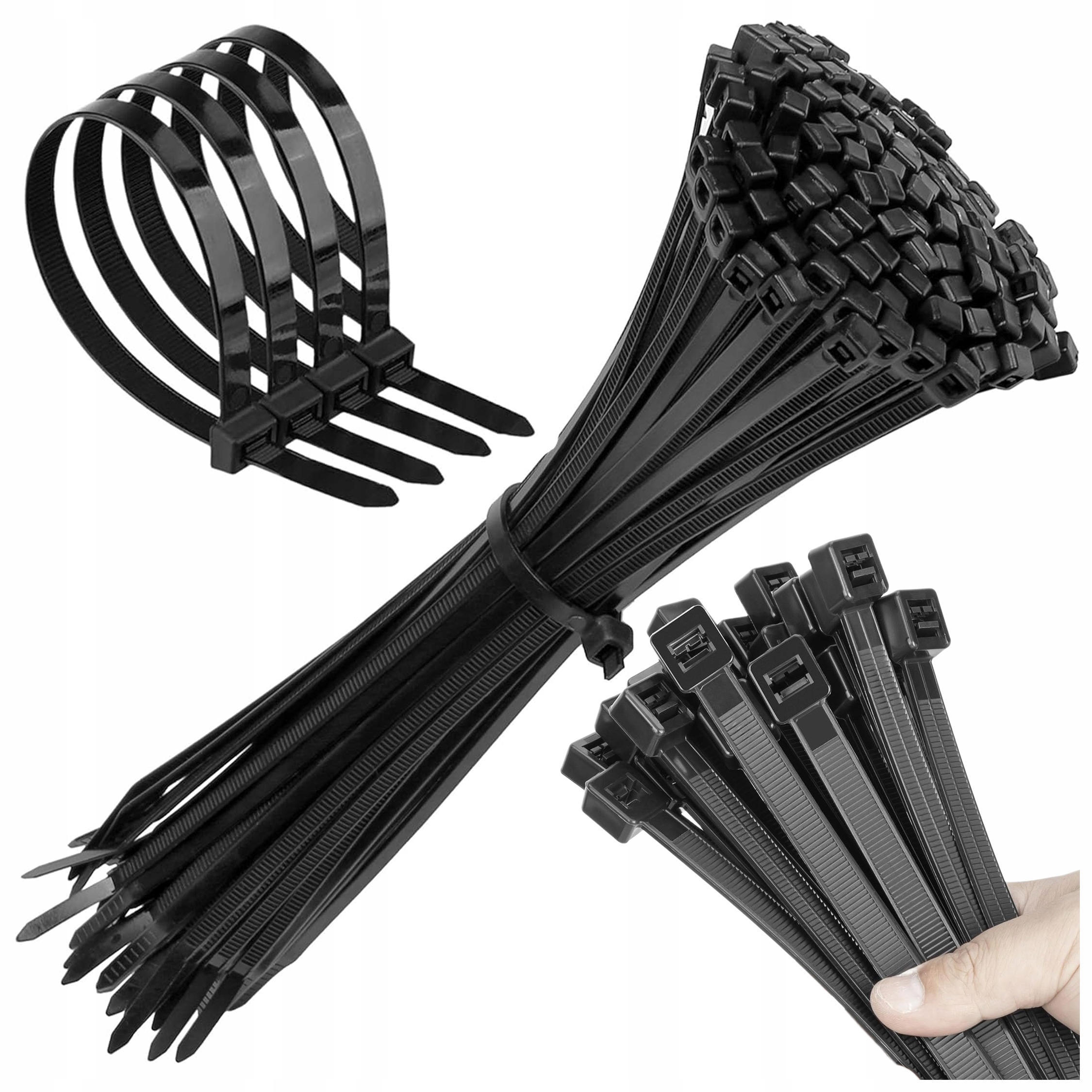 Mocne Opaski Zaciskowe Kablowe Czarne 3.6X200MM 100SZT Trytki Montażowe