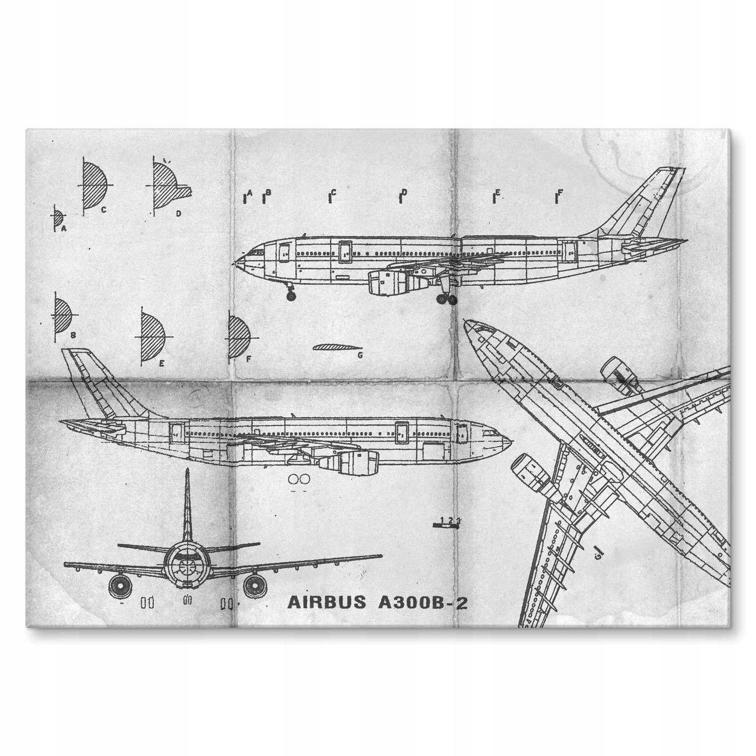 Kovový plakát Letadlo Airbus A300 Šidítko Plech 42 x 59,4 cm Dárek