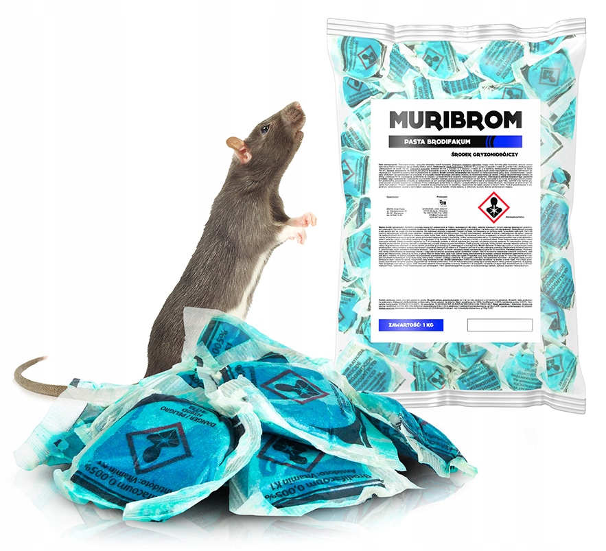 MUMIFIKAČNÝ PASTOVÝ JED PRE MYŠI POTKANY NÁVNADA BRODIFACOUM MURIBROM 1KG