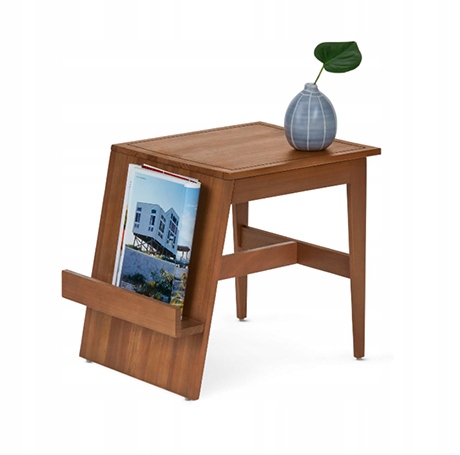 Dřevěný boční stolek se stojanem na časopisy