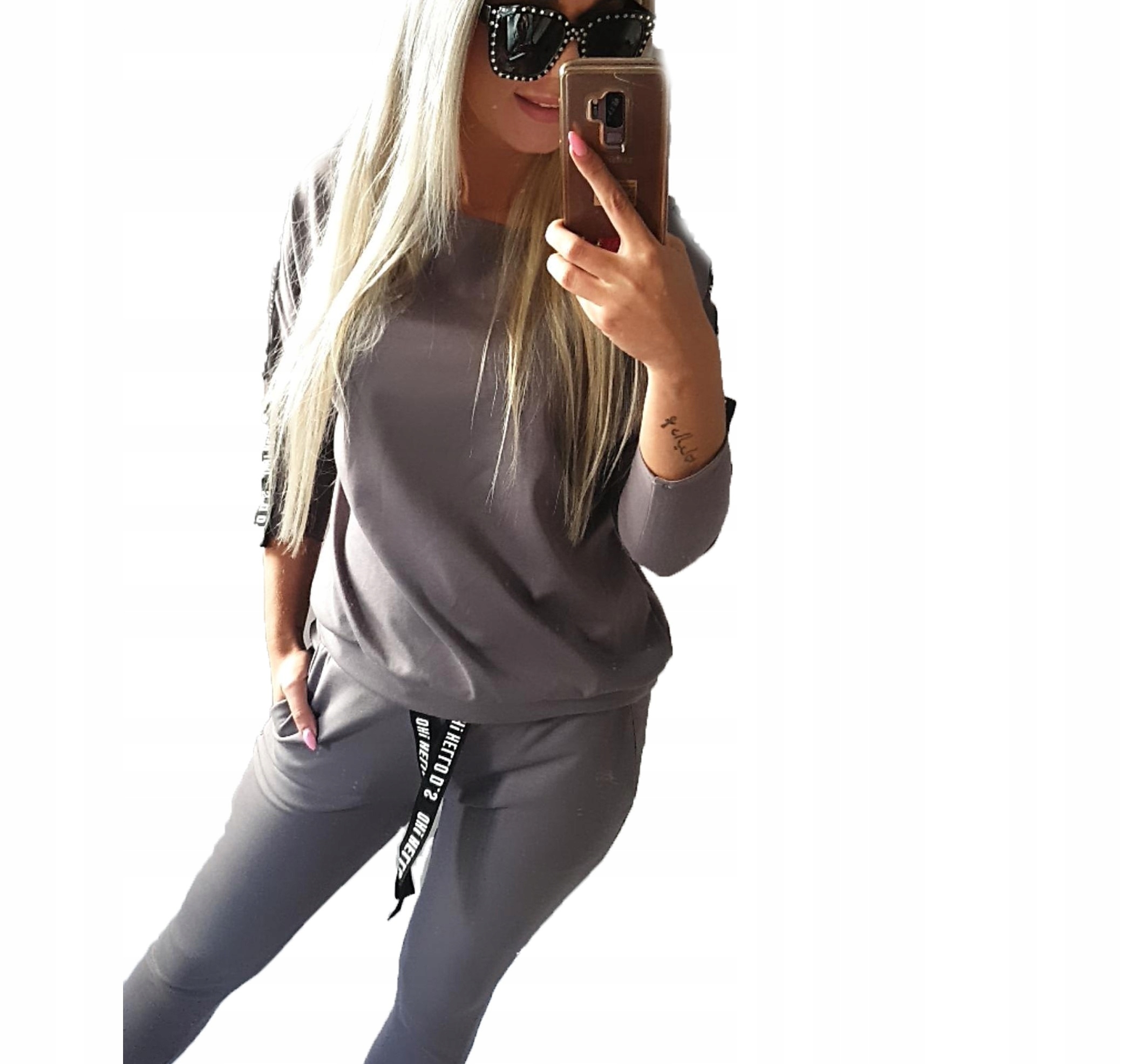 

Z779 Dres Z Lampasem Oversize Grafitowy r 38