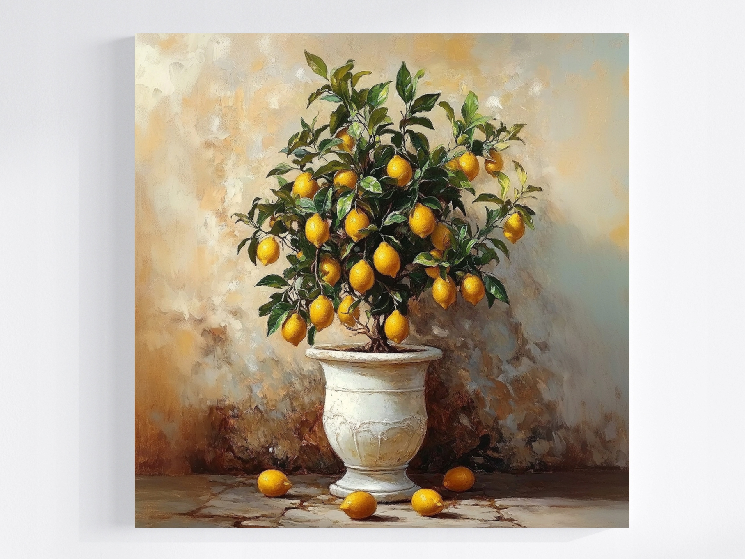 Obraz Na Plátně Canvas Dekorace Příroda Stromek Citron Ovoce Retro 80x80