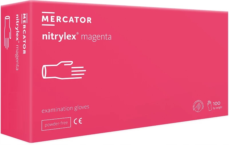 

Rękawice bezpudrowe nitrylex magenta op.100szt r.S