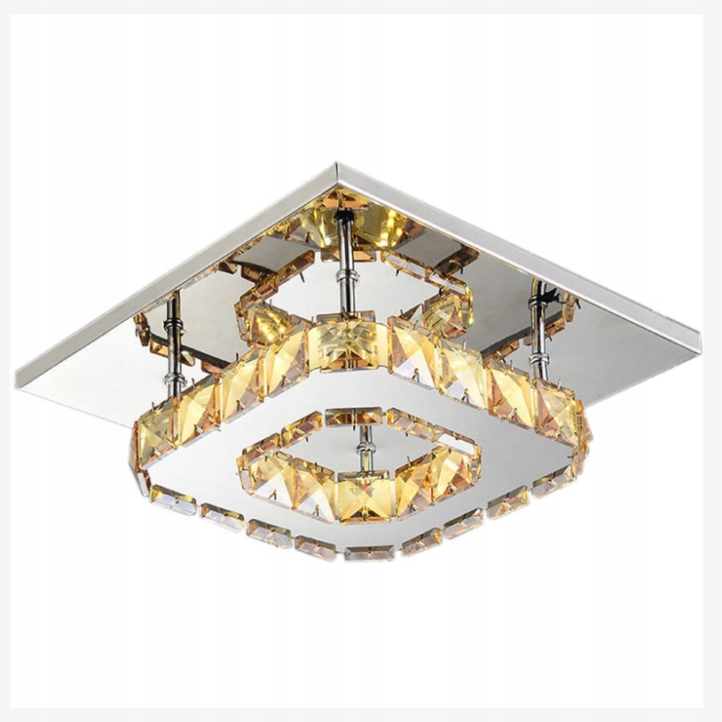 Lampa Sufitowa Plafon led Kwadratowa 20×20cm Srebrna 15W 3000K do Sypialni