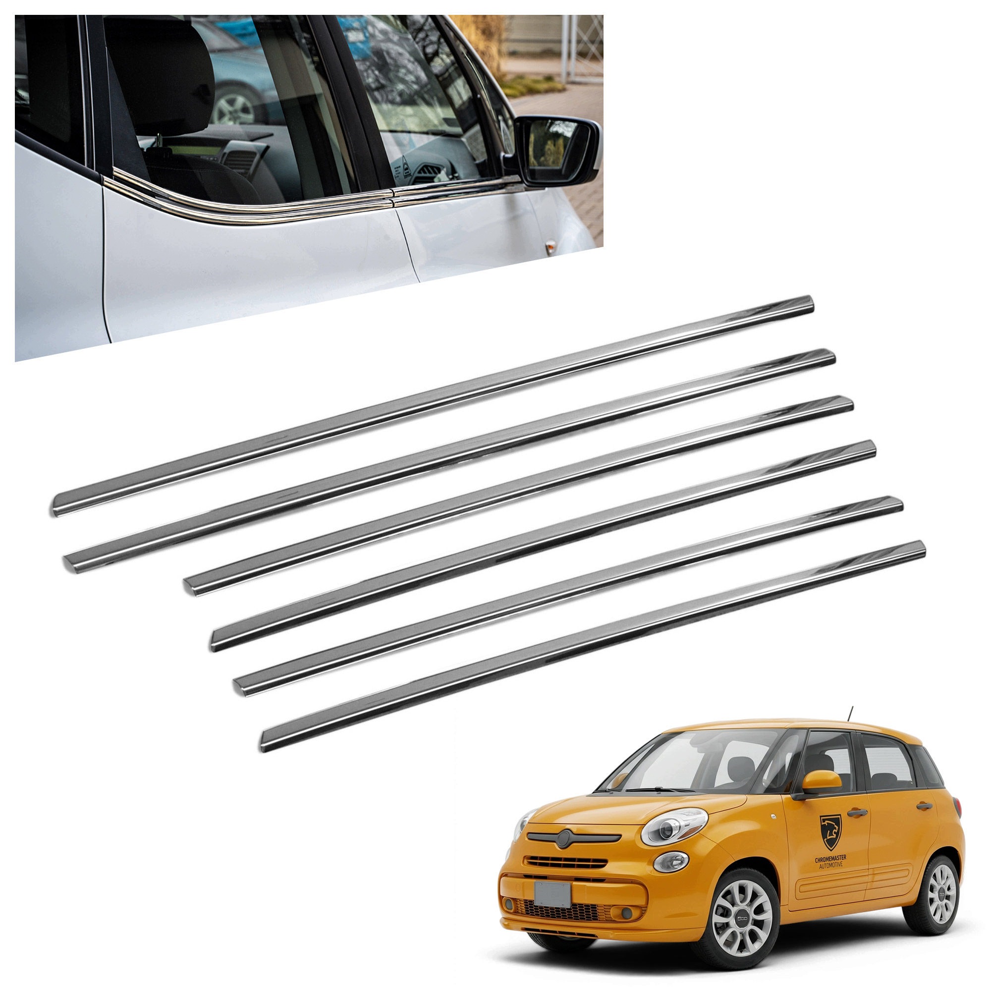 Okenné lišty pod bočné sklá pre Fiat 500L I 2012-2022 oceľ