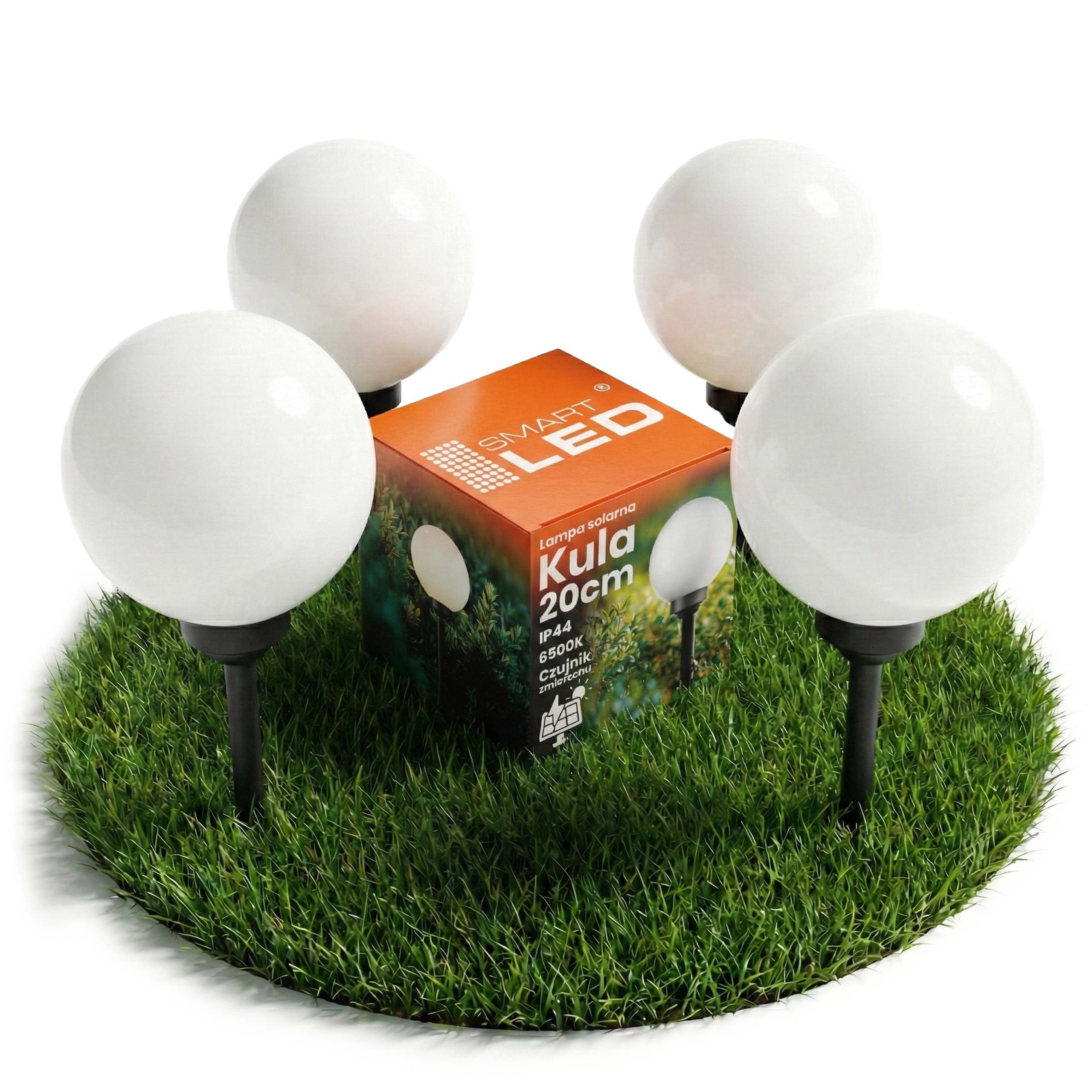 Solární Lampa Led Zahradní koule Zapichovací sloupek 20 cm Snímač soumraku Silný