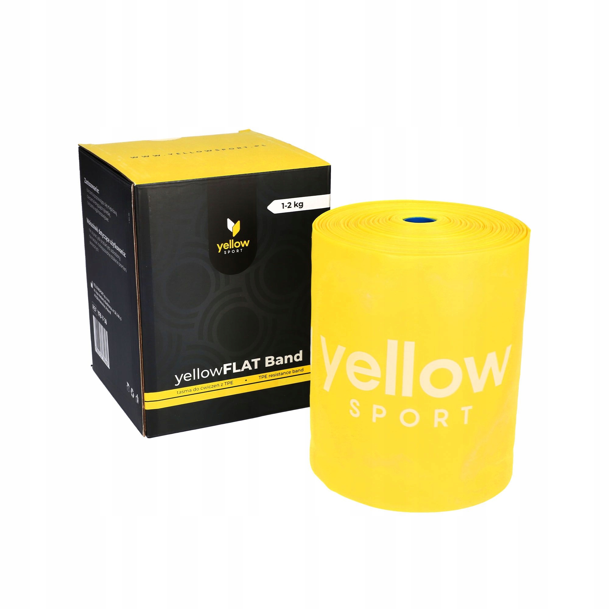 30 metrů dlouhá odporová páska YellowFLAT band Tpe žlutá. Odpor 1-2 kg
