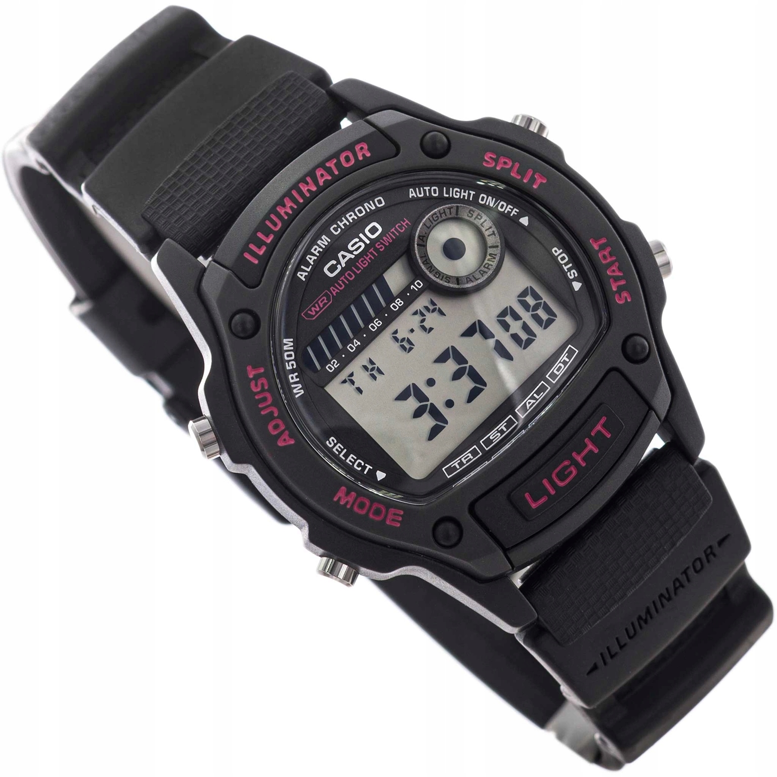 Pánské Hodinky Casio W-220H-1A2VEF Sport Černé Na Řemínku Stopky Lehký Časovač