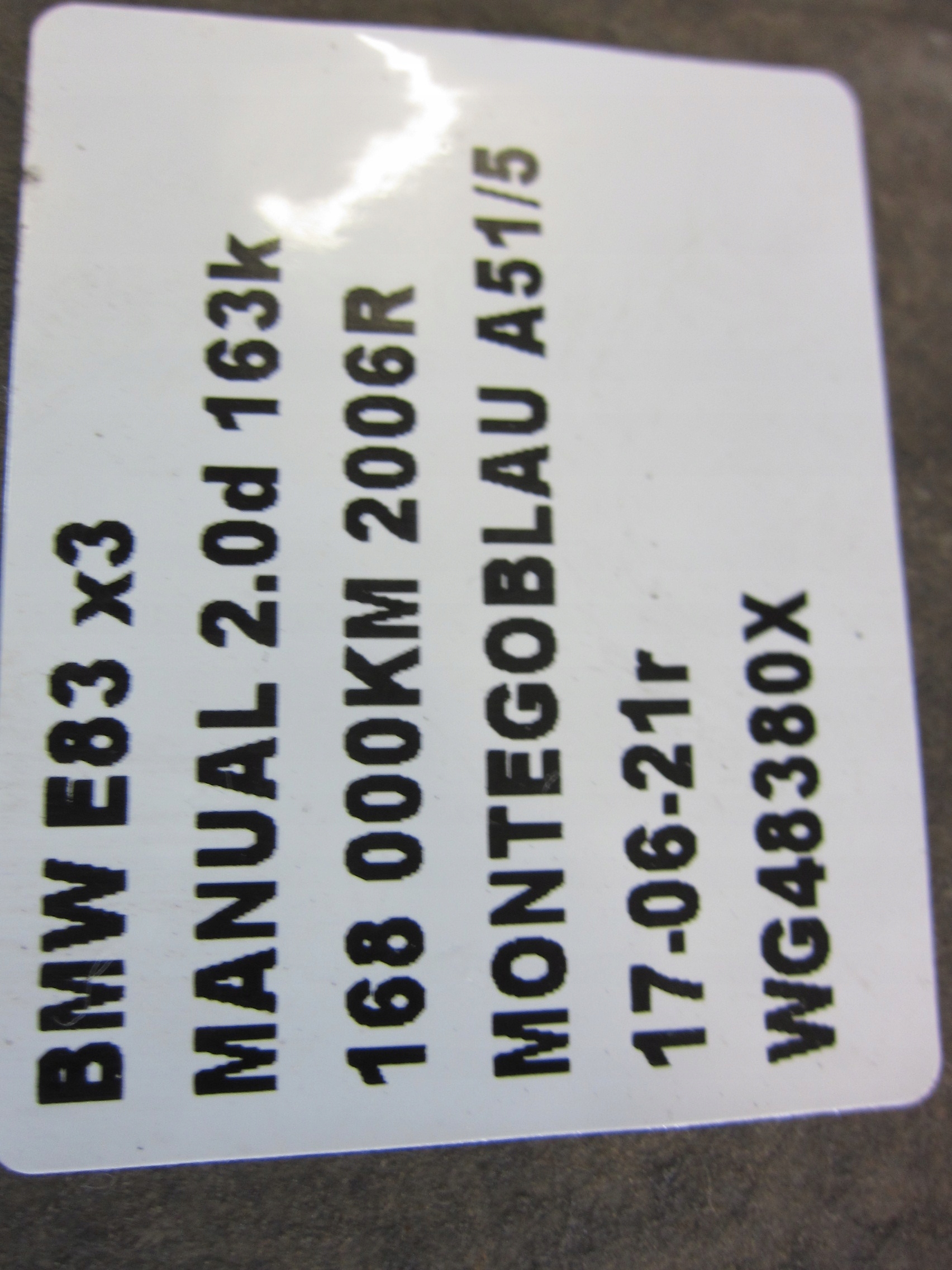 BMW X3 E83 2.0D M47 BAGNET olio MIARKA 7791561