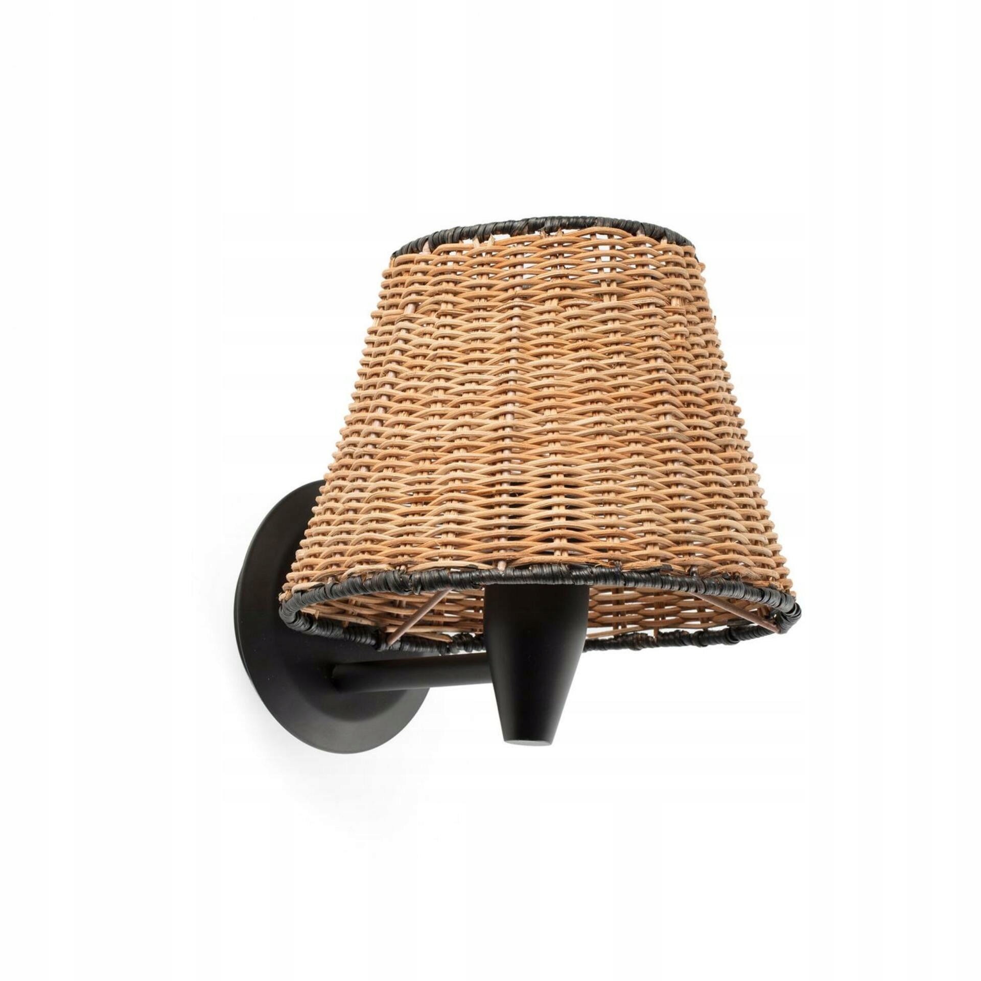 Faro Sumba nástenná lampa čierna/ratan, E27, IP20, 210mm, bez žiarovky