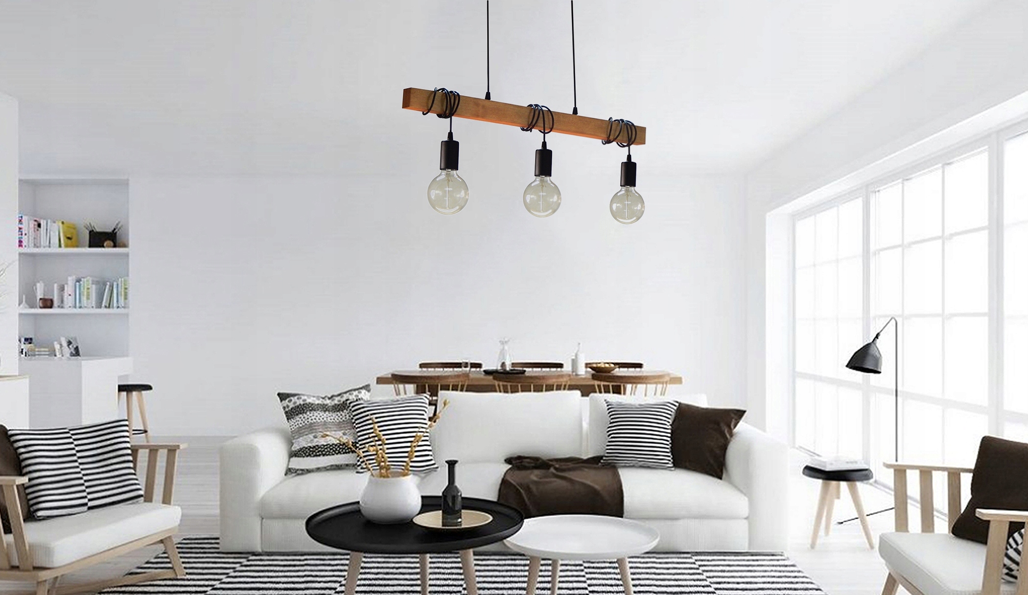 LAMPA WISZĄCA SUFITOWA ŻYRANDOL PLAFON 015-3 LED DREWNO LOFT SALON STÓŁ HOL Kod producenta 015-3