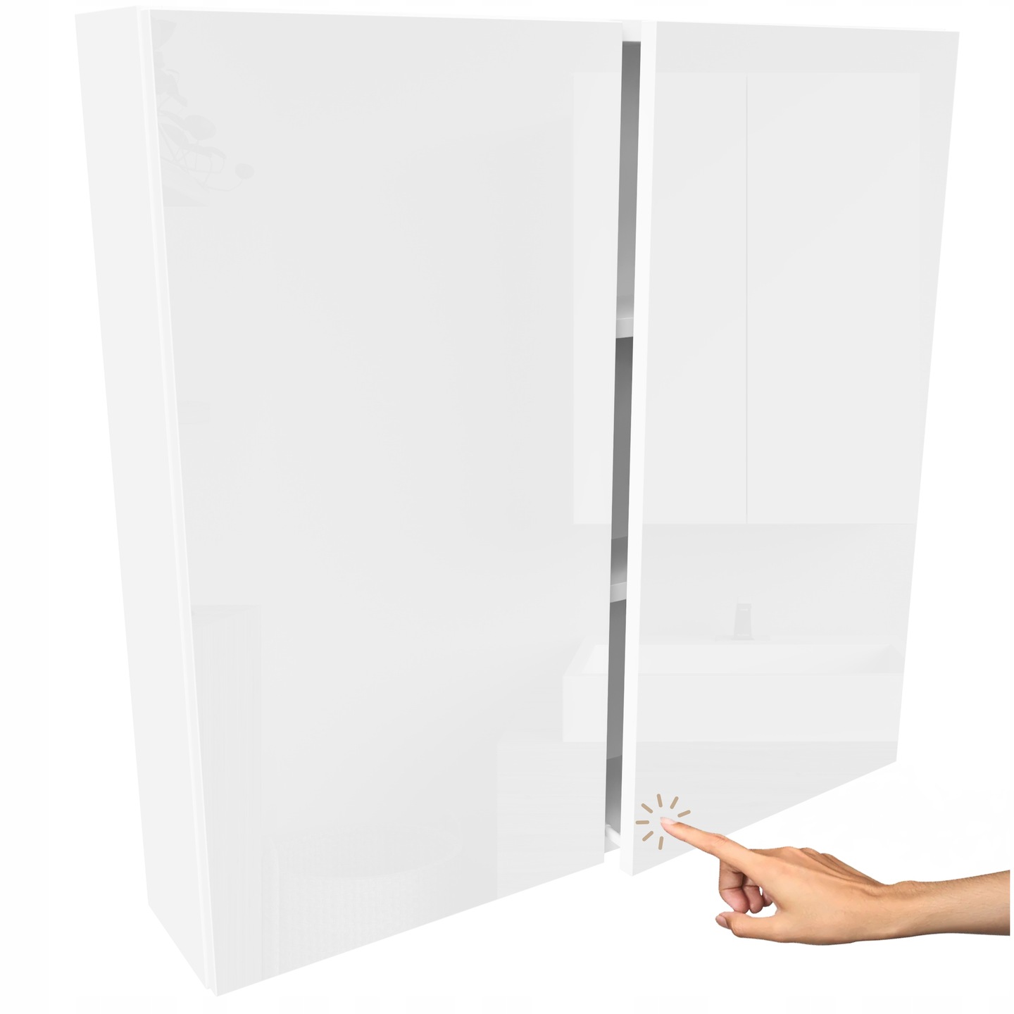 Závěsná koupelnová skříňka Lesk bílá dvoudveřová 80x78x17 na kosmetiku