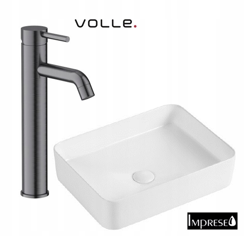 Umývadlo 50*38 Imprese i-FORM biele grafitová batéria