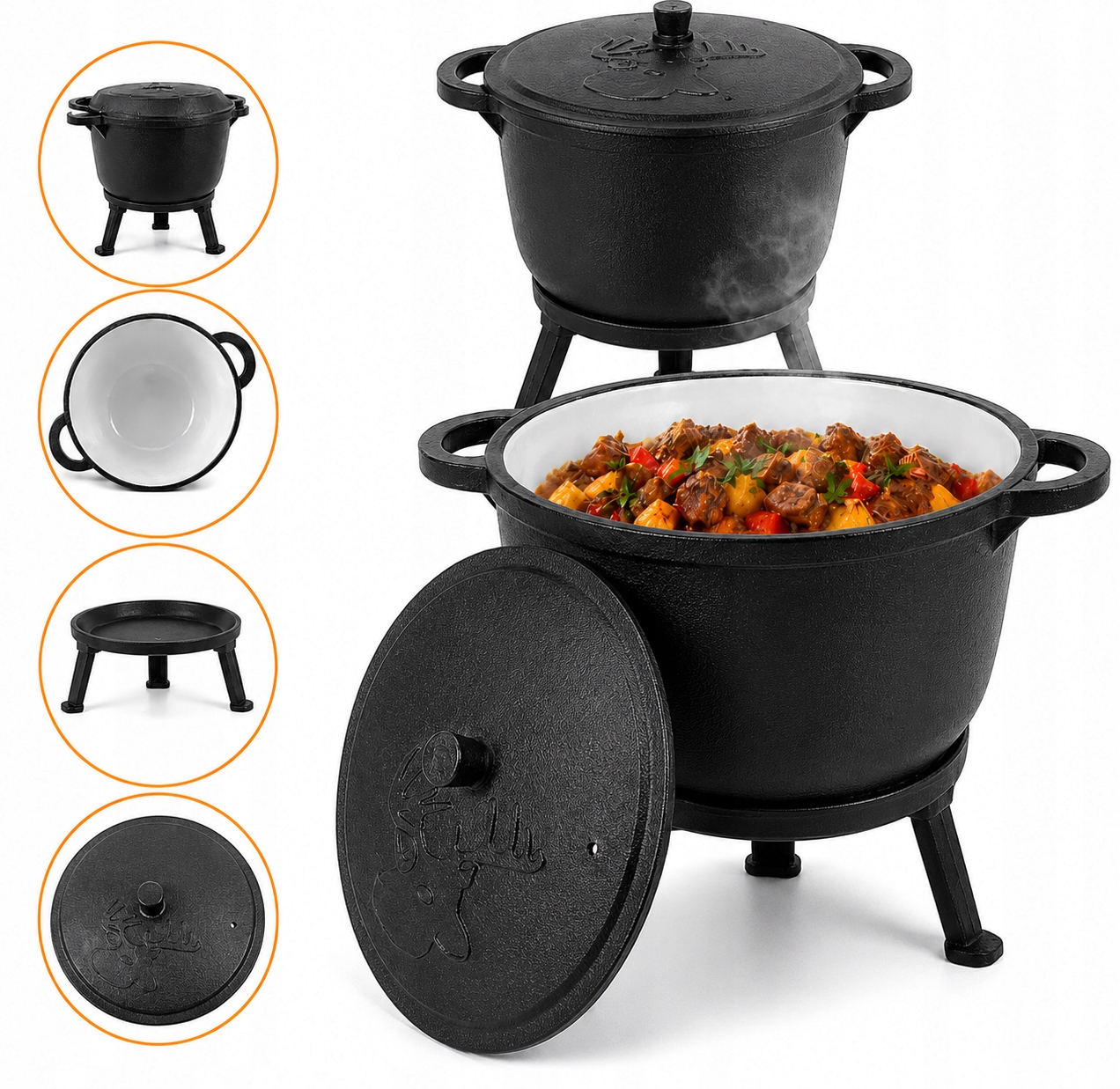 Kociołek stojący Emaliowany Rossner Austria 12L Ognisko Grill Model
