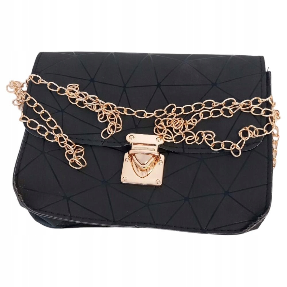 Levně Malá Dámská Kabelka Na Zlatém Řetízku, Černá Kožená Kůže