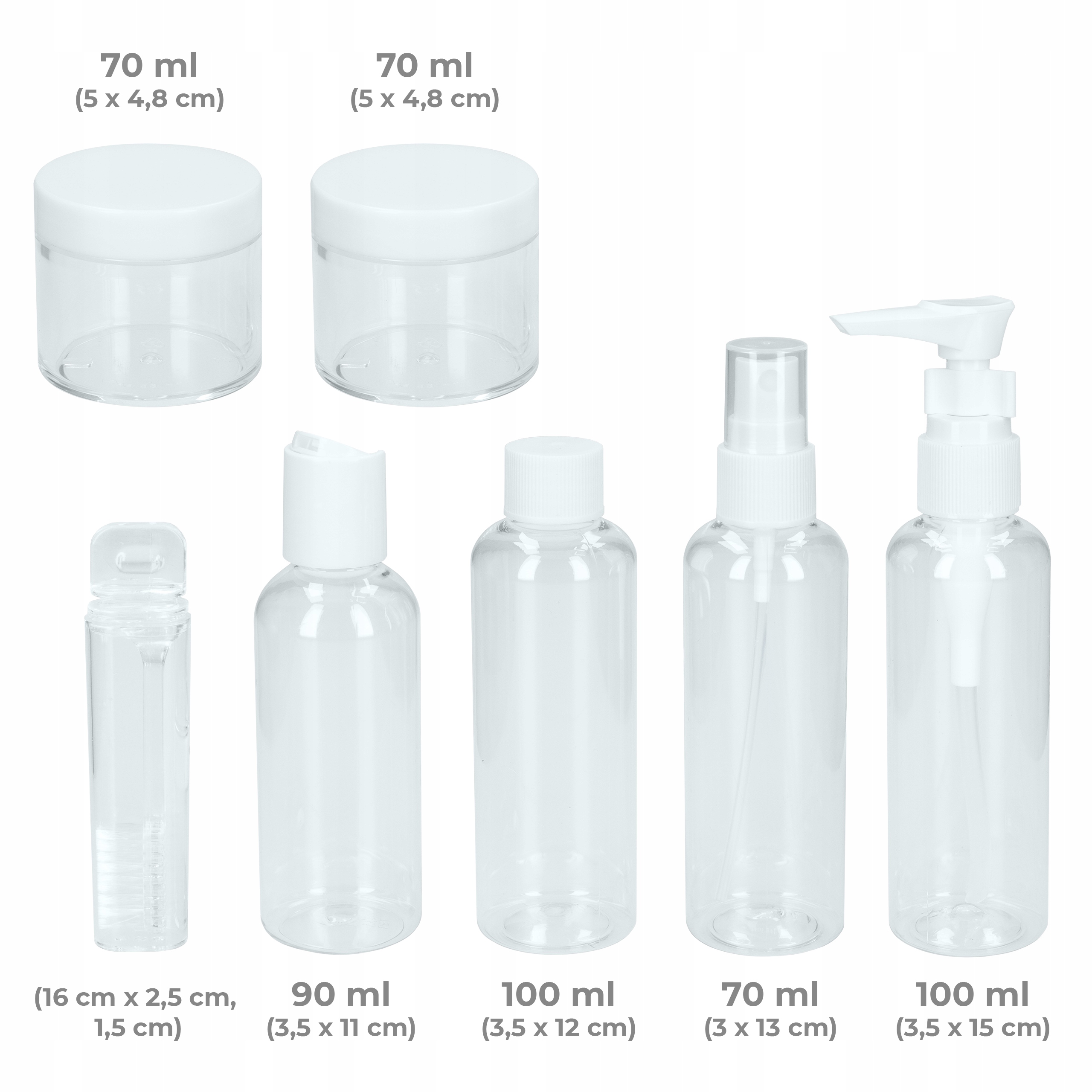 KOSMETYCZKA PODRÓŻNA do samolotu - ZESTAW podróżny pojemników 8 elementów Kod producenta SIL277