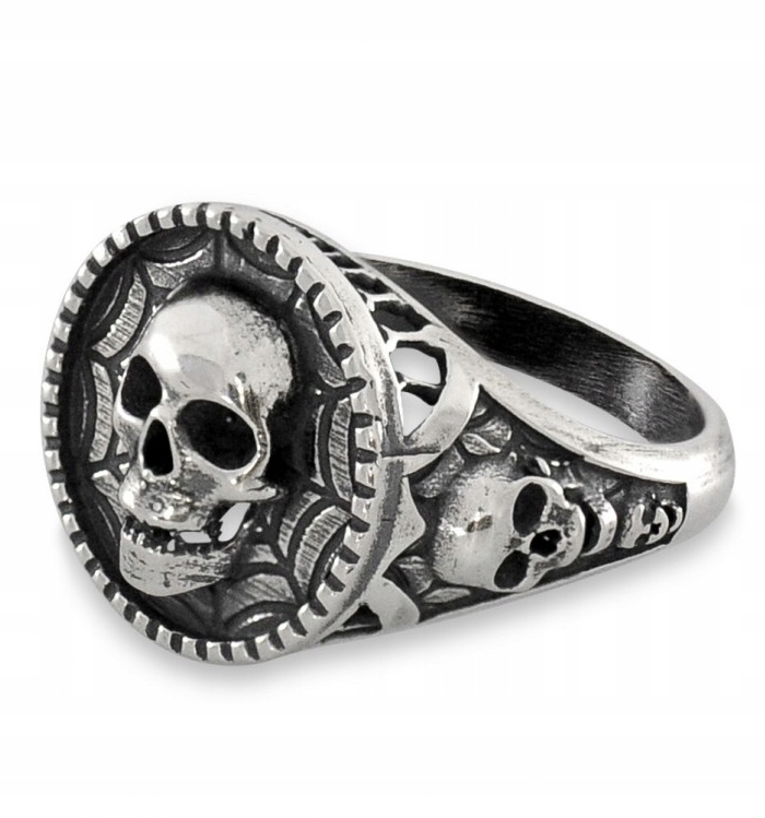 Sygnet Prsten S Čachou Lebka Stříbro 925