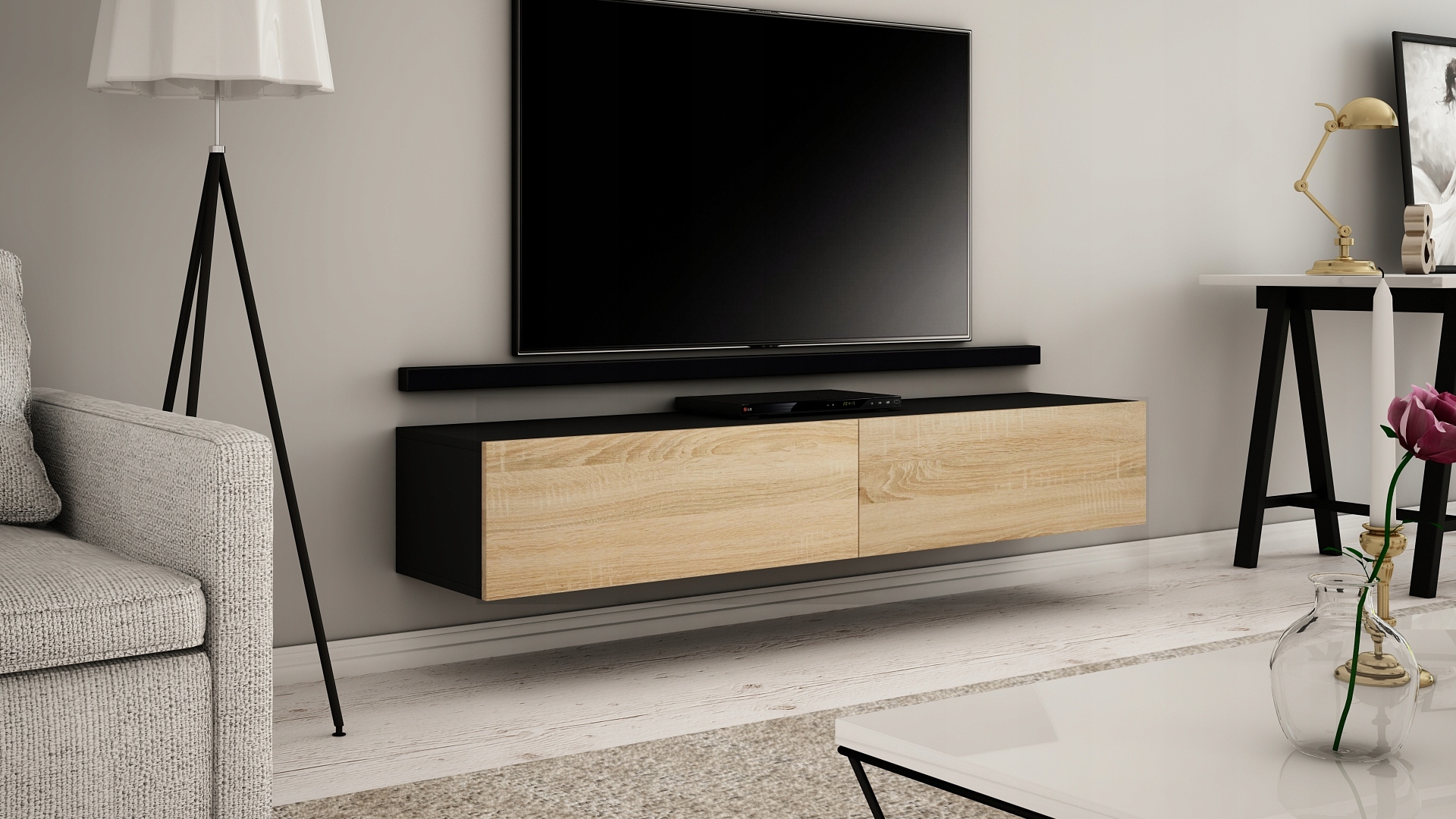 WISZĄCA SZAFKA RTV 180 CM MAT, RÓŻNE KOLORY! Typ wisząca