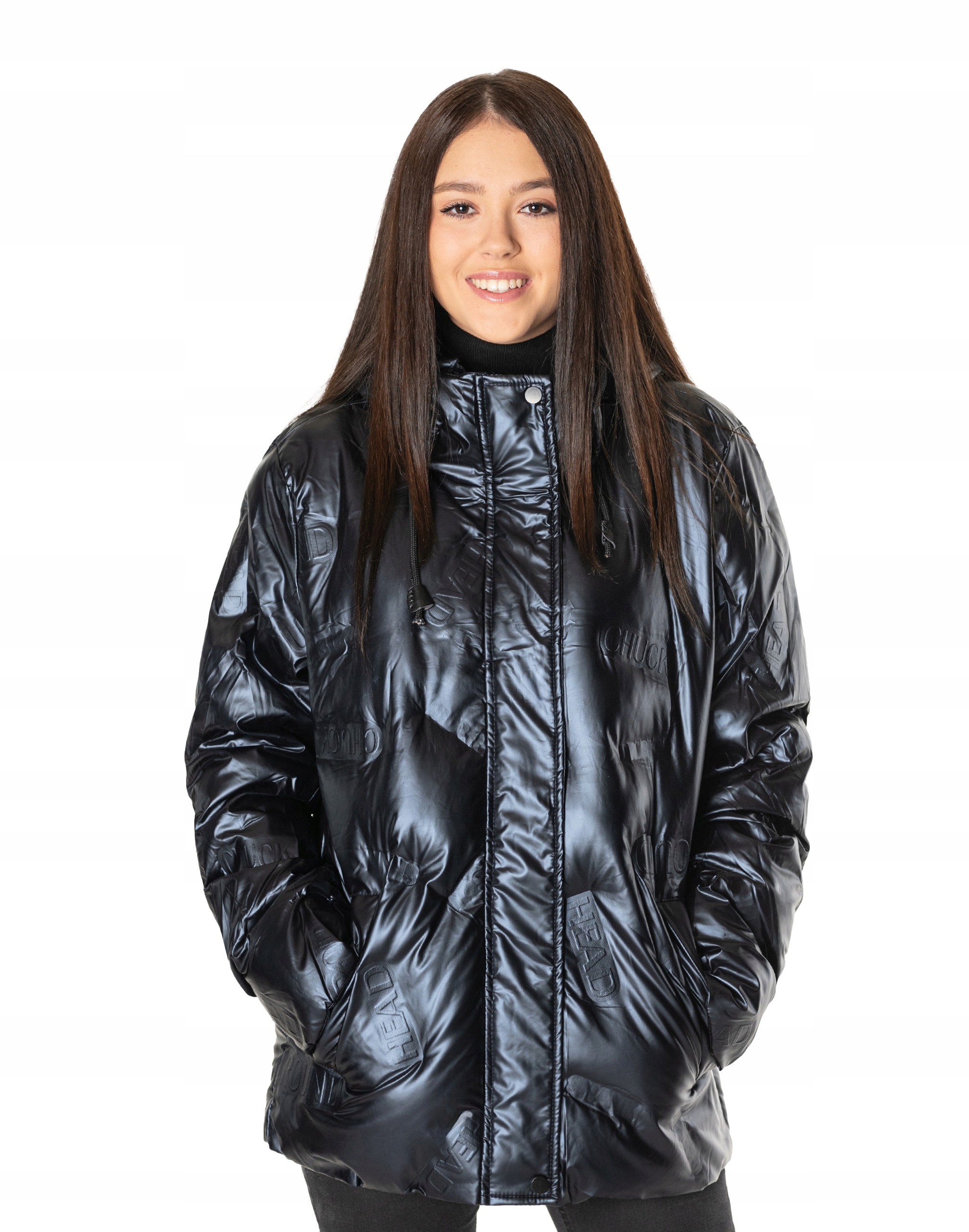 Teplá péřová zimní dámská zateplená bunda prošívaná na zimu 36015-02 XXL