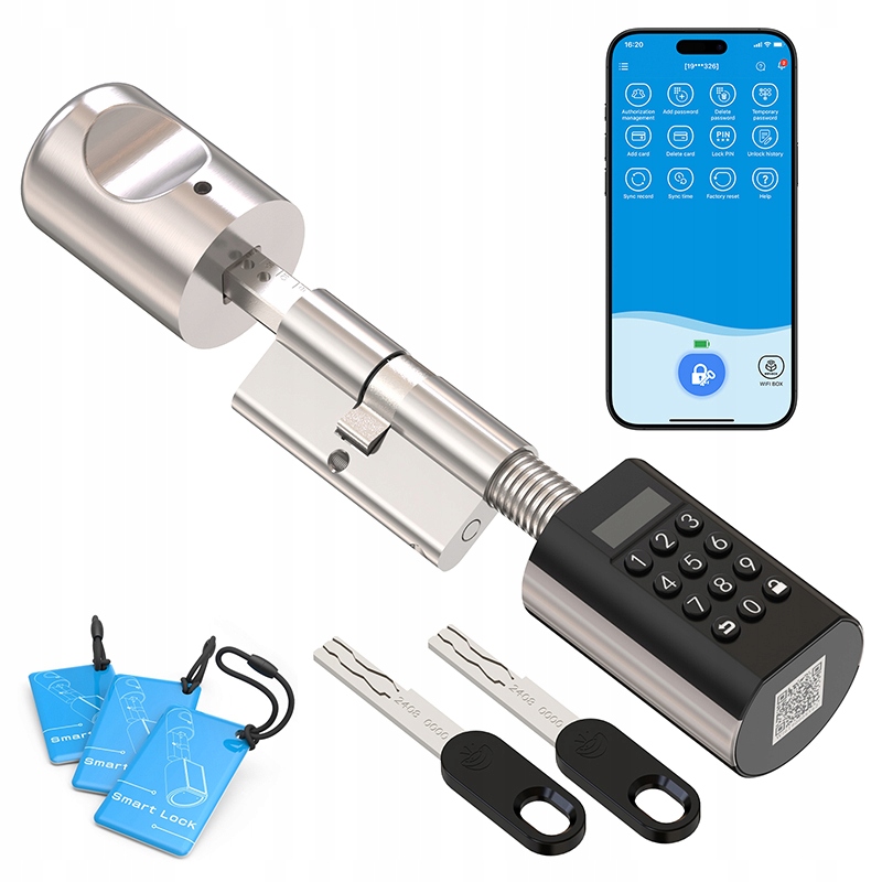 Elektroniczny zamek wkładka do drzwi z aplikacją Welock Kod Karta Klucz