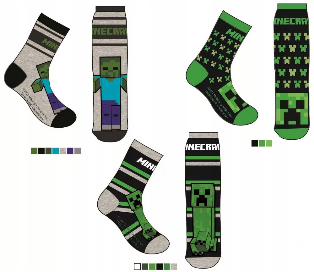 

Skarpetki Minecraft Gra Creeper 3PAK Zestaw