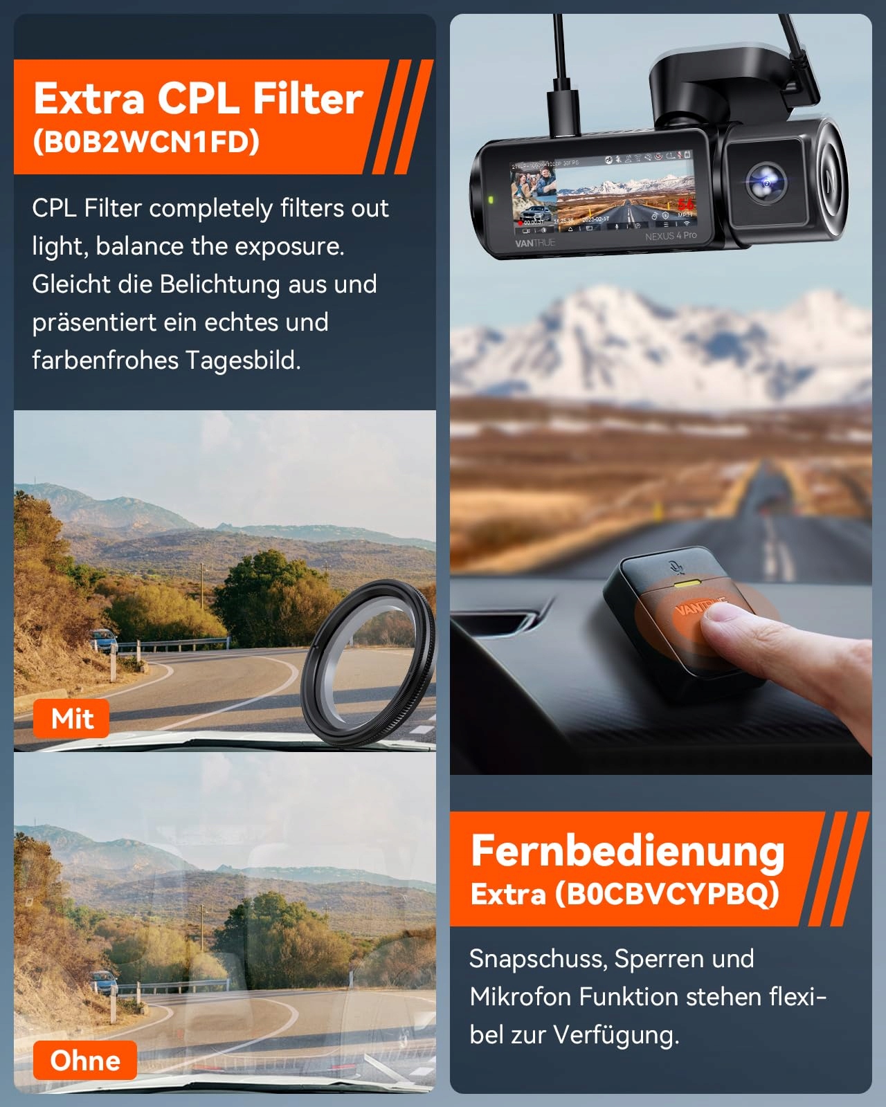 VANTRUE N4 Pro Kamera Samochodowa 4K 360° WiFi GPS IR Nocny Tryb — miniatura 9