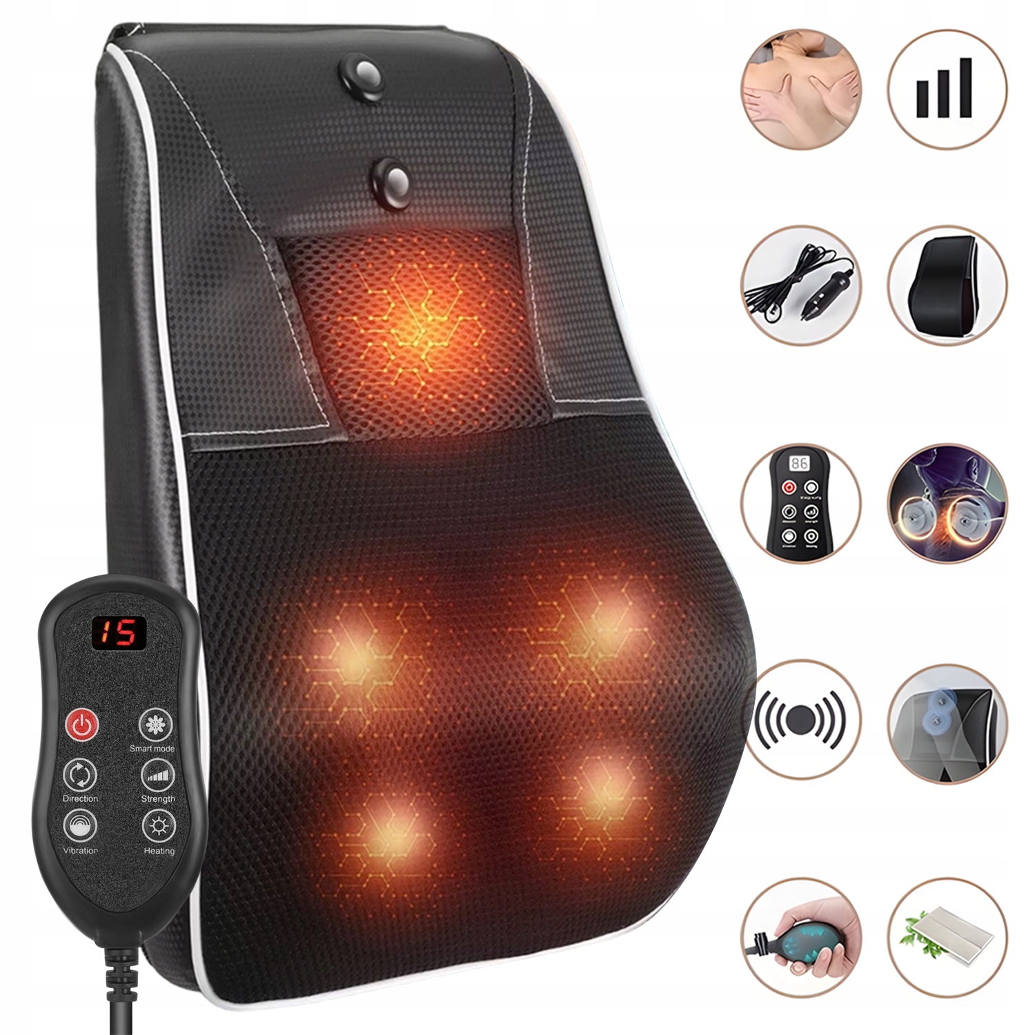 Masażer Z Funkcją Terapii Ciepłem I Pilotem Do Masażu Szyi, Masażer Pleców