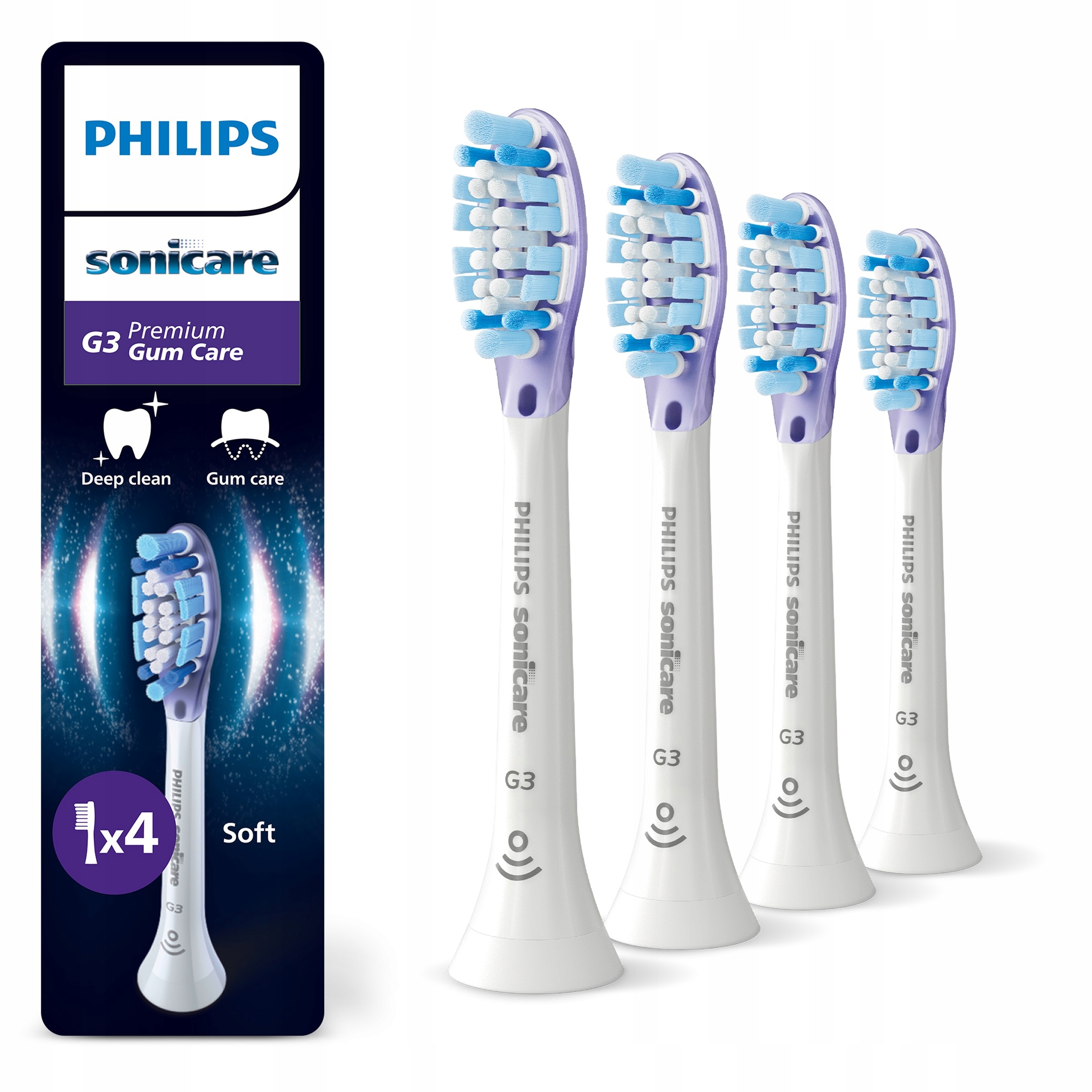 Końcówki Philips Sonicare G3 Zdrowsze dziąsła 4 szt roczny zapas HX9054/87