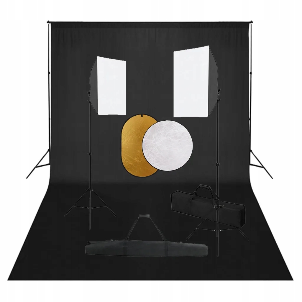 vidaXL Zestaw studyjny z lampami softbox, tłem i blendami