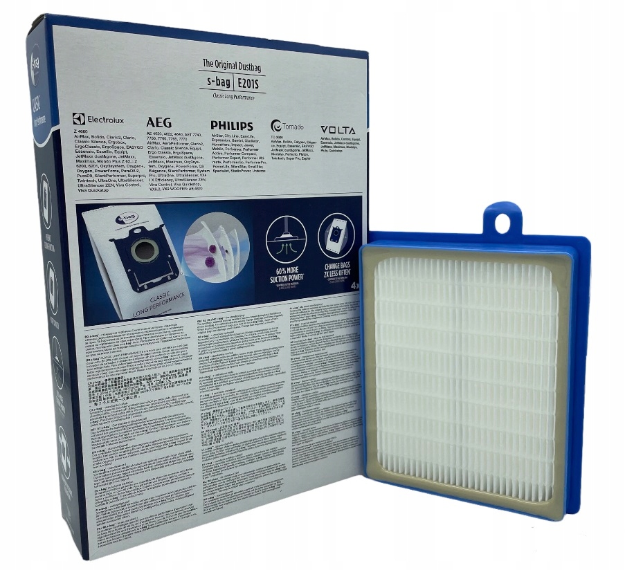 Worki S-bag Classic Performance 4szt+Filtr HEPA Kod producenta E201S EFH13W 4055073755 2190791075