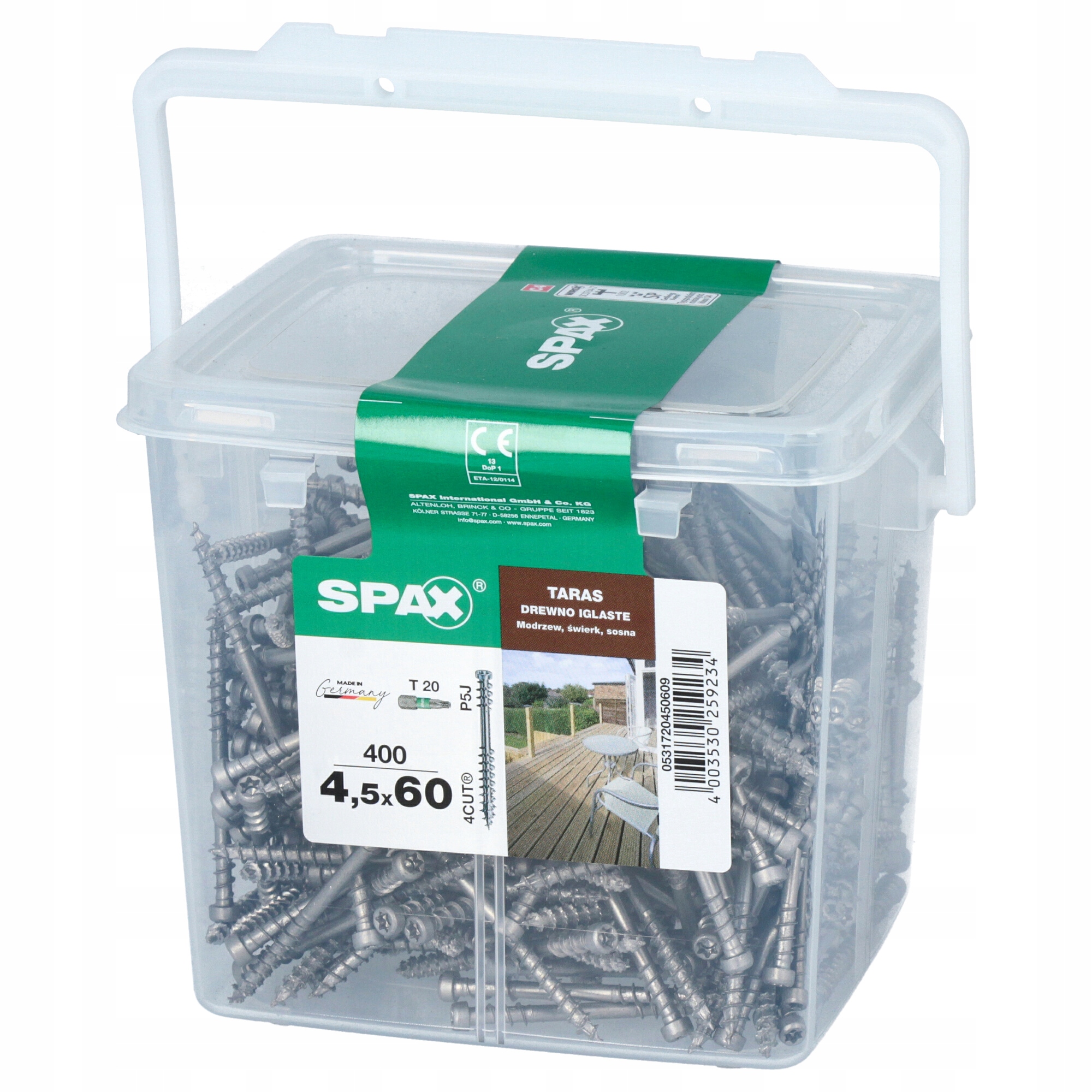 

Wkręty tarasowe Spax 4,5x60 400szt C4 bit