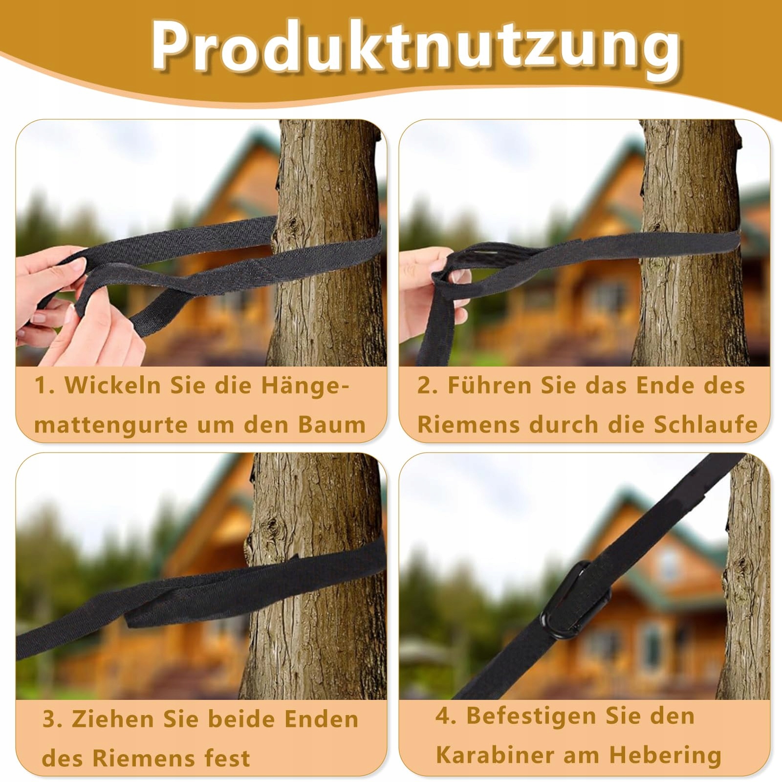 2ER-PACK Zawieszenie Do Hamaków 2m Czarny Paski Z Hakami 500kg Camping — miniatura 6
