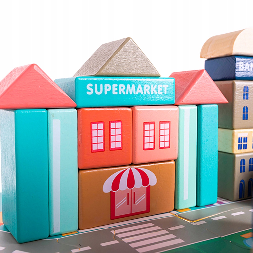 Klocki edukacyjne 115szt. MIASTO z Puzzle Mata na Prezent Urodziny Płeć chłopcy dziewczynki unisex