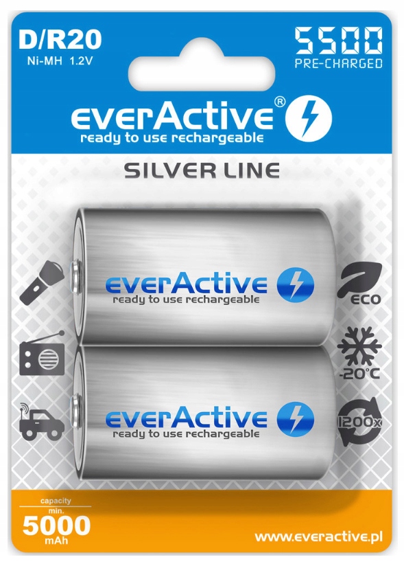 

2x Akumulatorki everActive R20 D 5500mAh Baterie