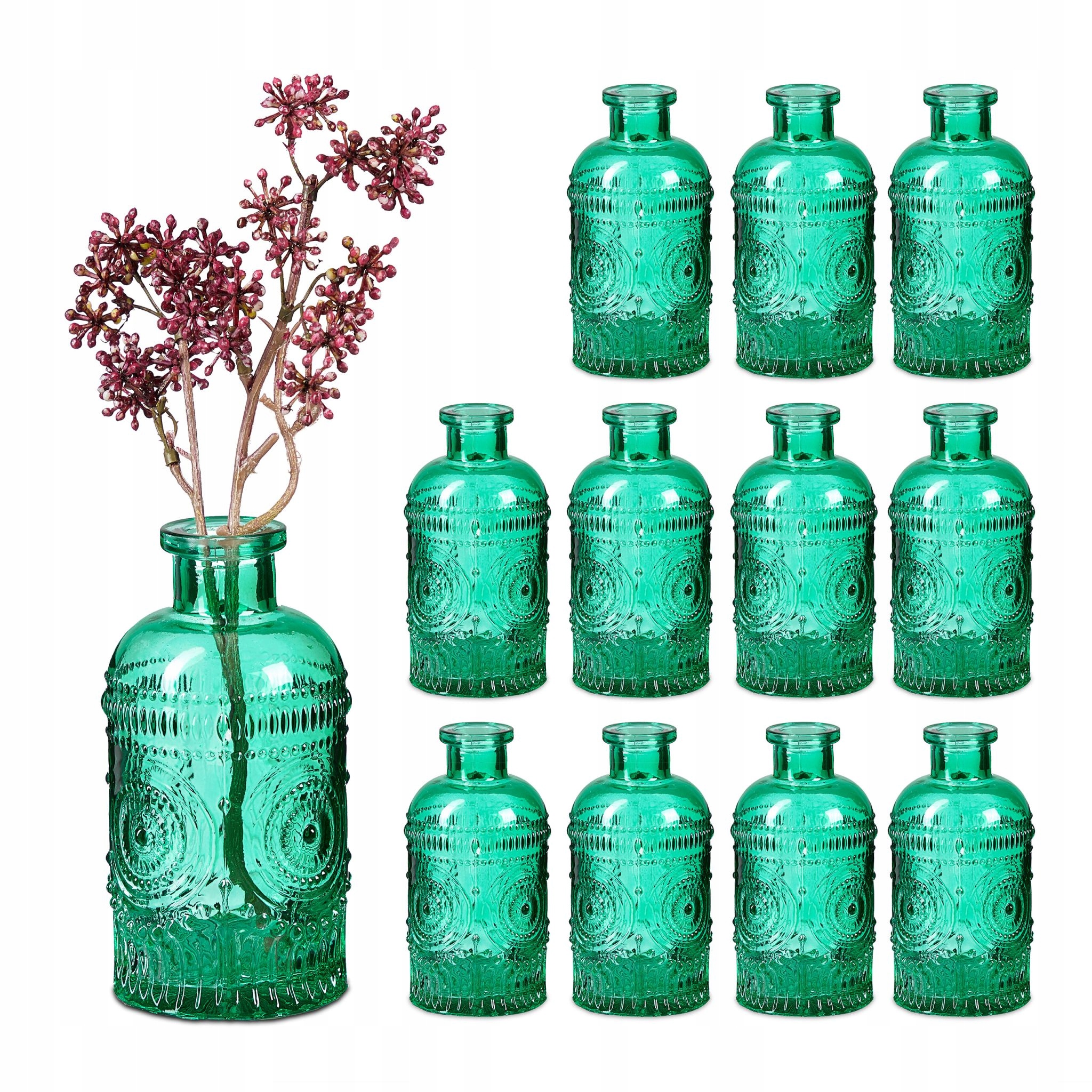 Sada 12 váz na zdobení stolu 240 ml Zelená Relaxdays