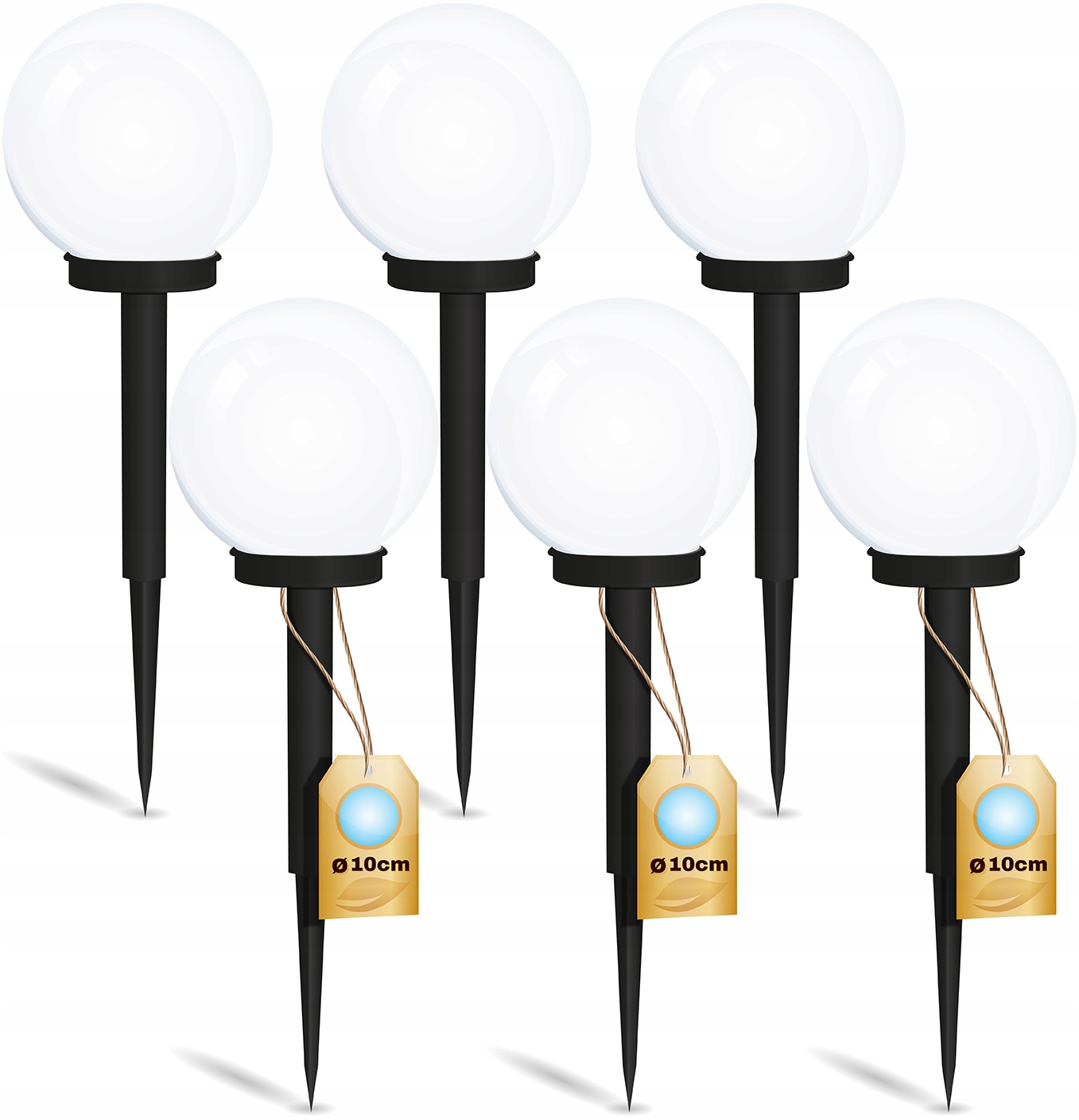 

6x Lampa Ogrodowa Led Solarna Kula Biała 10cm