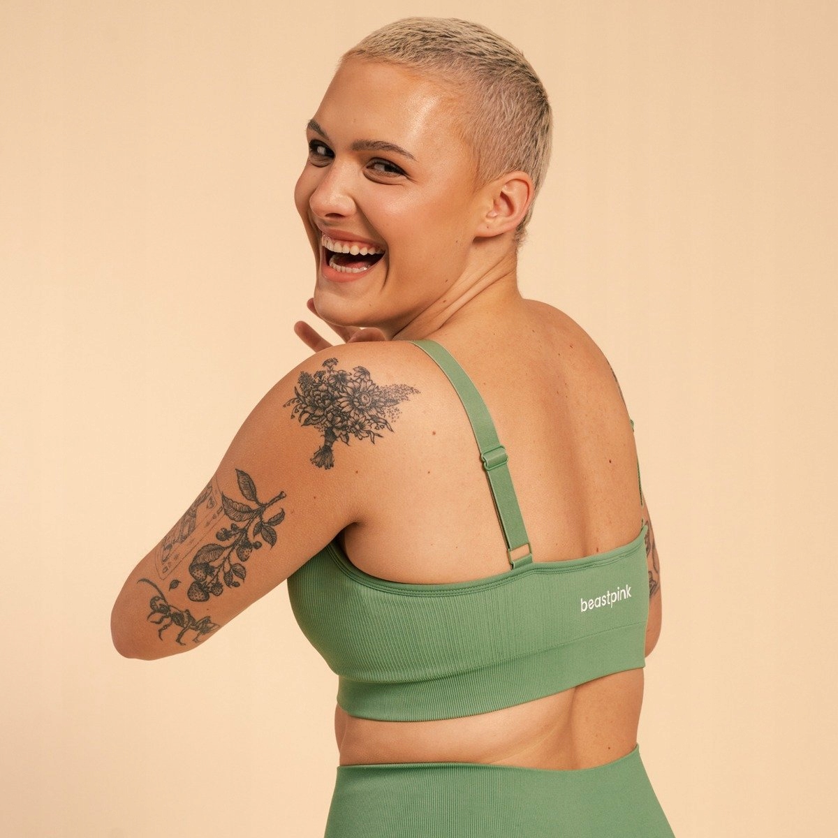 GymBeam Biustonosz sportowy Hyper Olivine S