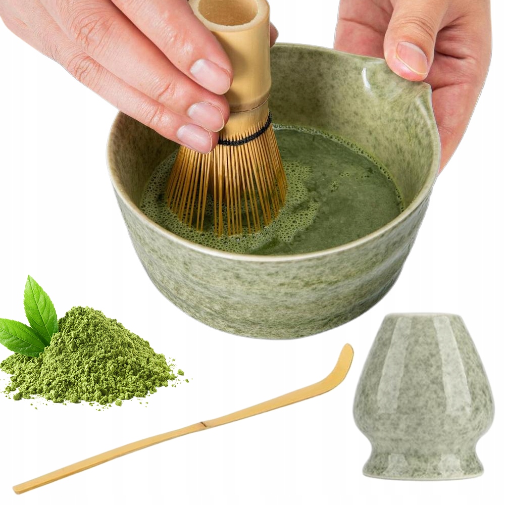Klasická Matcha Sada S Miskou A Držákem Na Šlehací Metlu
