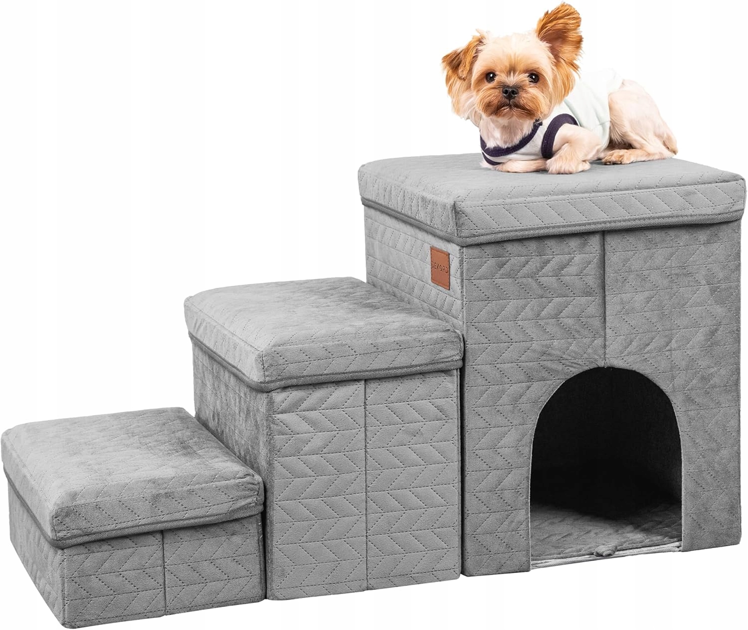 Levně 3-stupňové schodiště pro psy s nádobou – stabilní, kompaktní, do 30 kg