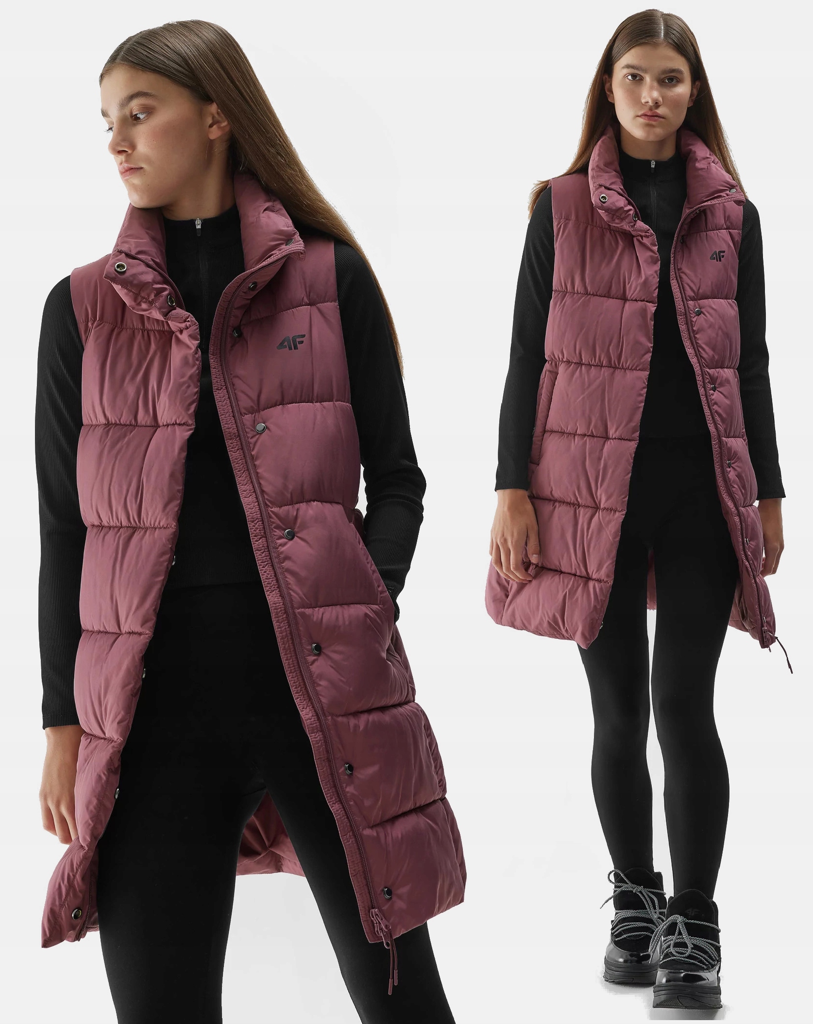 4F BEZRĘKAWNIK DAMSKI DŁUGI KAMIZELKA PUCHOWA