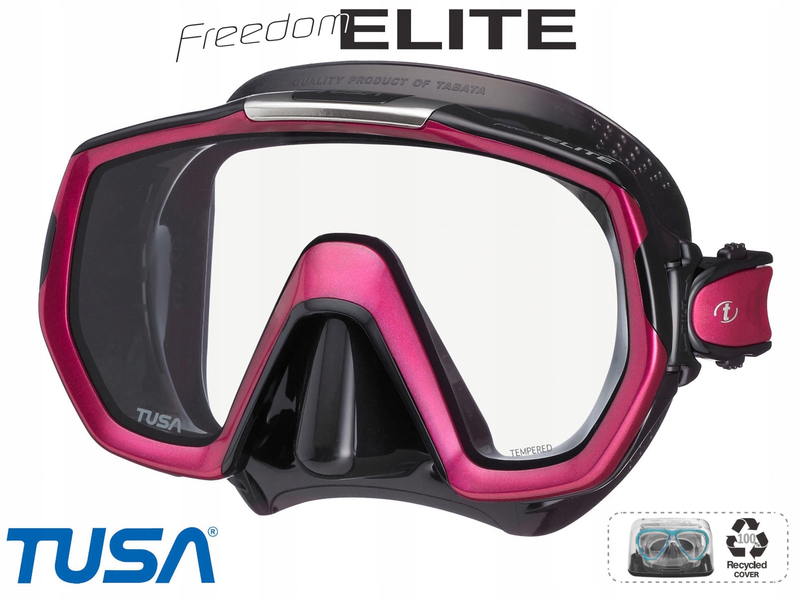 Tusa Maska Do Nurkowania Nurkowa M1003 Qbrp Freedom Elite czarno różowa