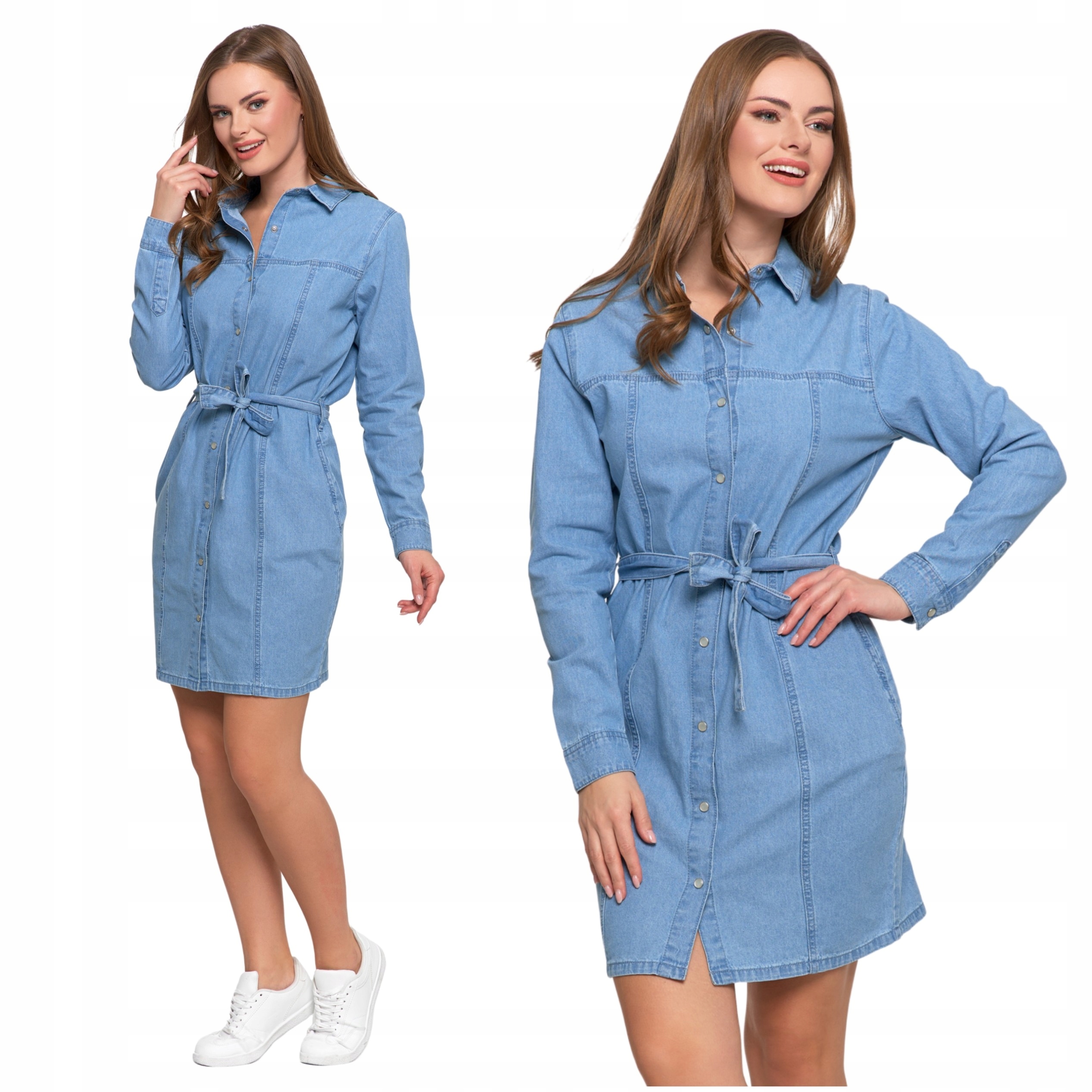 Šaty Dámská Džínová šála Jeans ke kolenům rozepínací Módní Moraj XL