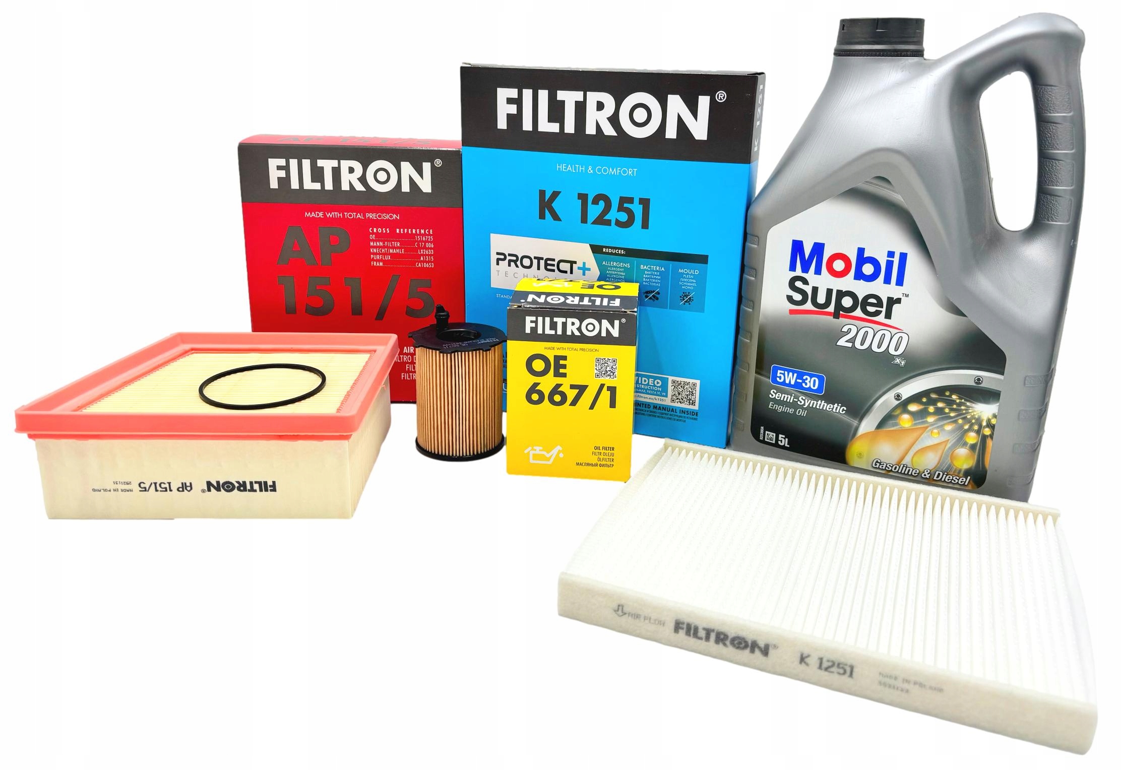 Filtron Sada Filtrů Olej Mobilní 5V30 5L Ford Fiesta MK7 1.4 1.5 1.6 Tdci